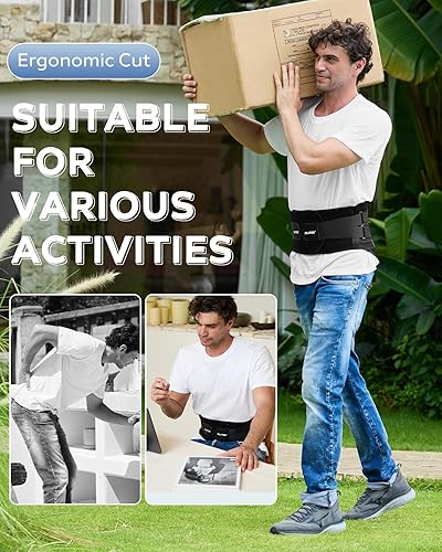 Miniatura 7 de BILITOK Soporte de espalda para aliviar el dolor de espalda baja con almohadilla extraíble Soporte lumbar para ciática, hernia de disco, escoliosis