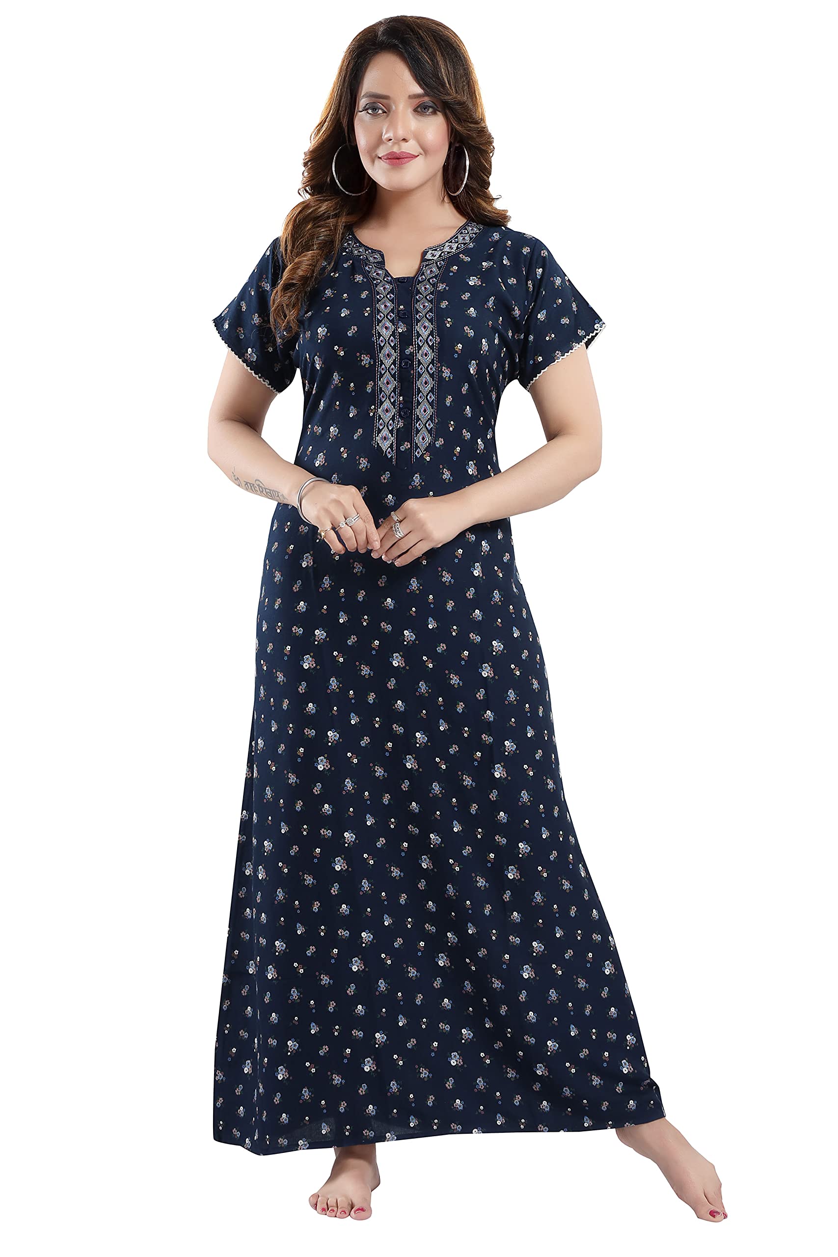 Women's Blended Printed Maxi Alpine Nighty 1402-image-16
