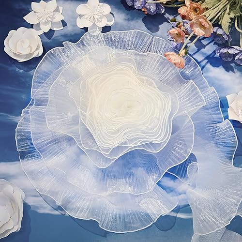 Miniatura 4 de Ganeen 16 yardas de Halloween con volantes iridiscentes plisados de encaje retro de organza ribete de tela de tul decorativo con volantes para coser