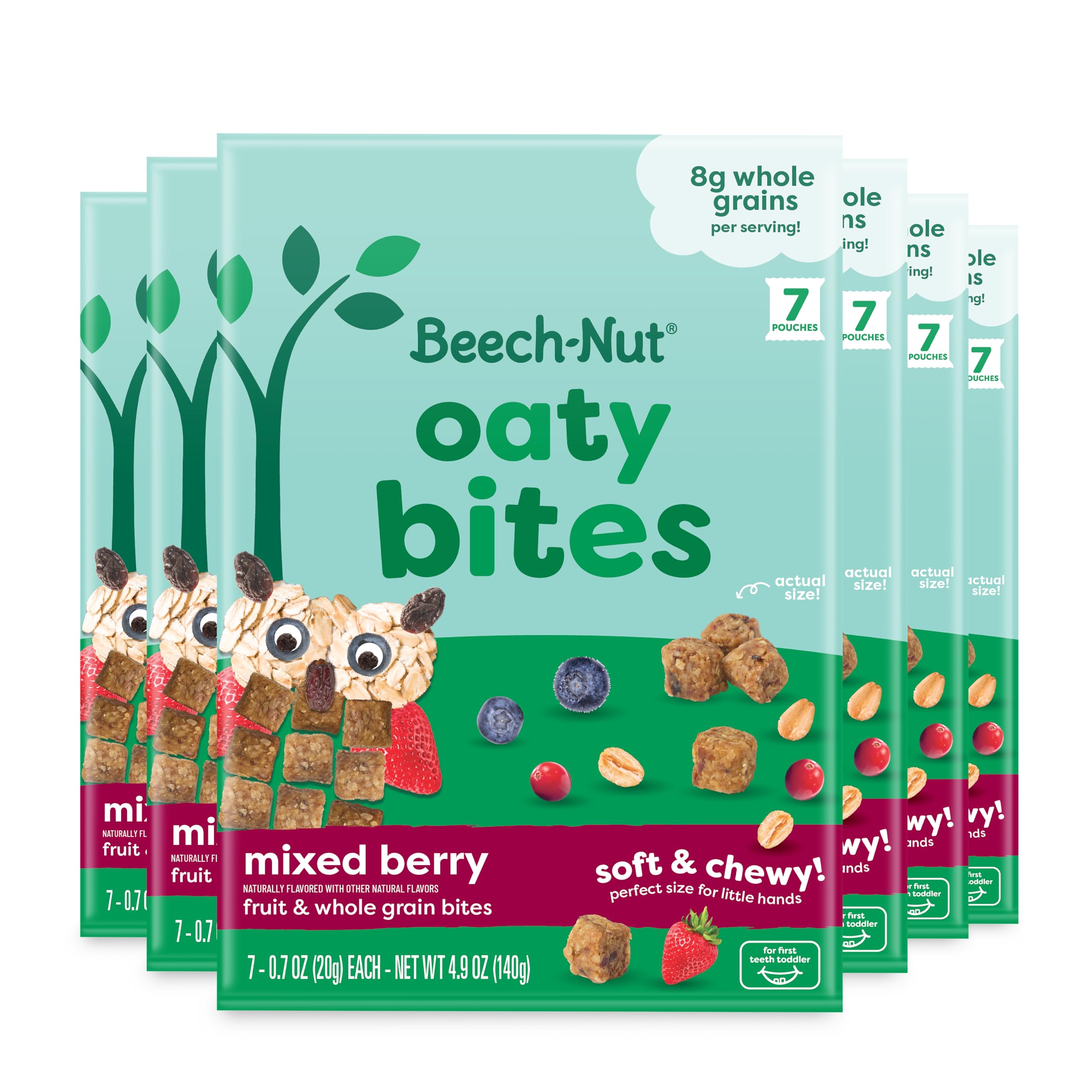 Beech-Nut Oaty Bites Toddler Snack, Mixed Berry, 42 Snack Packs (6 Boxes)