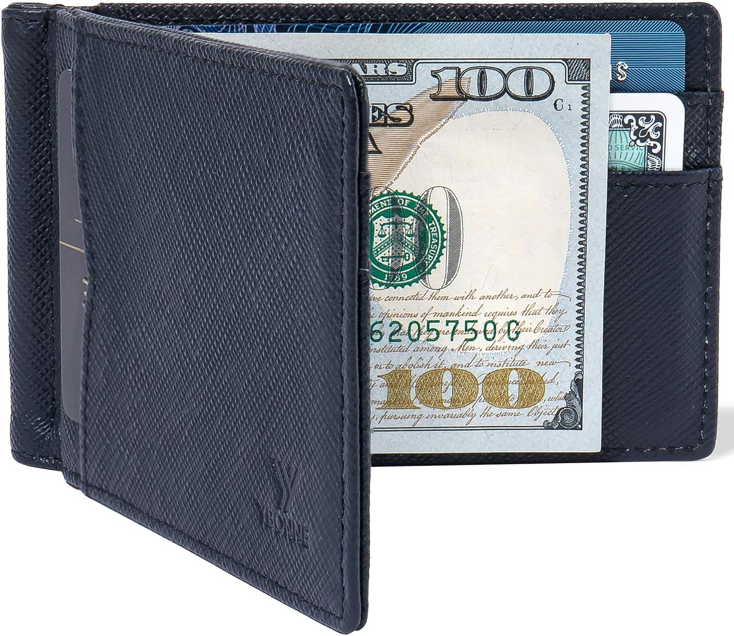 Mens Slim Wallet with Money Clip Front Pocket RFID Blocking Thin Bifold Leather Card Holder Minimalist Mini Billfold