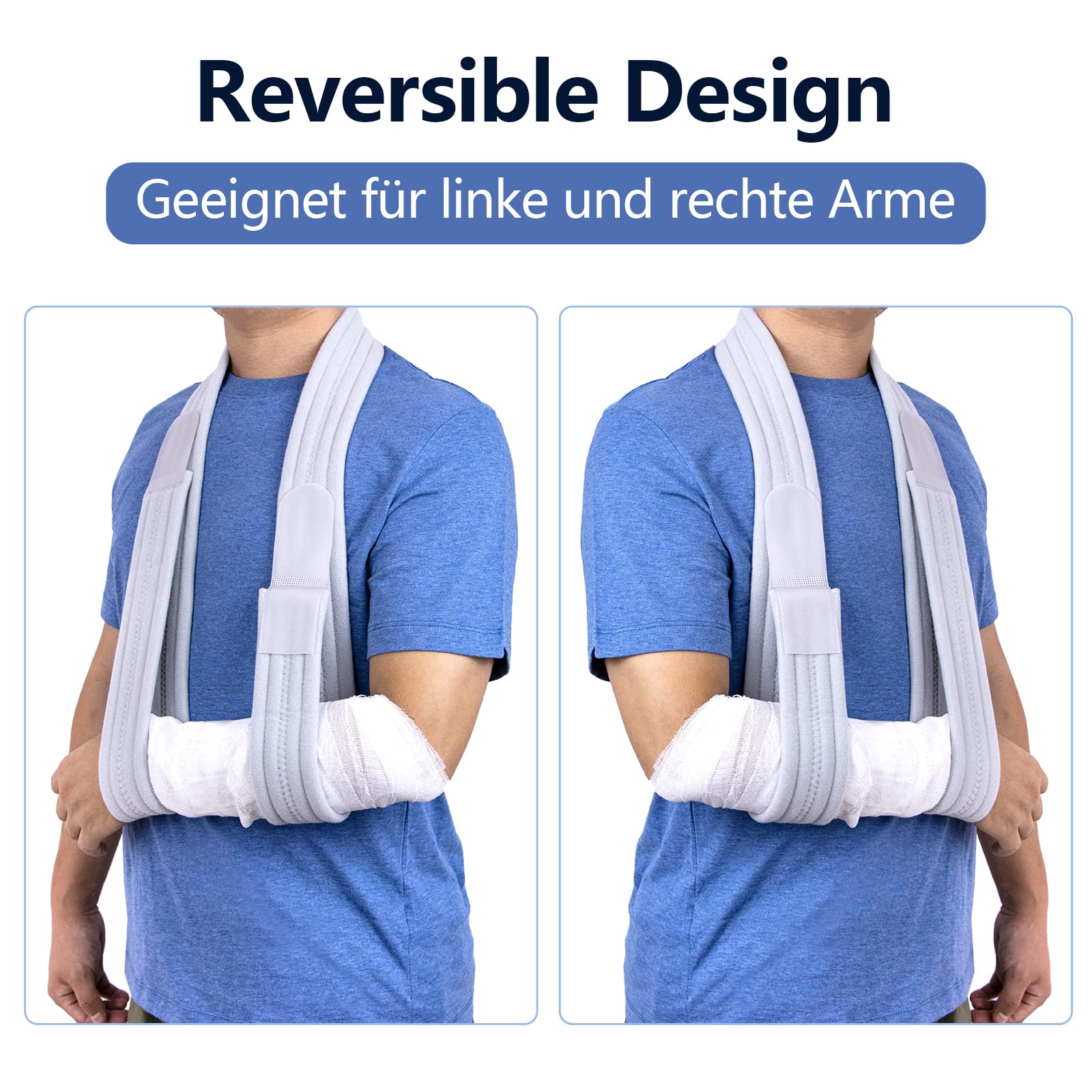 Tutore Braccio Ingessato Regolabile Immobilizzatore Braccio Leggero e Confortevole Supporto per Braccio Per Donne e Uomini, per Lesioni Al Gomito Destro e al Braccio 63 Pollici (blu scuro)
