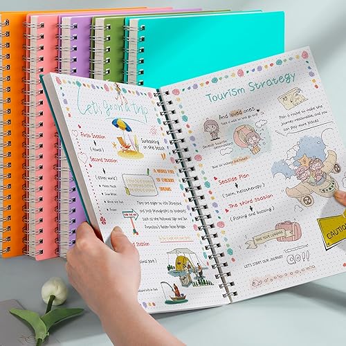Miniatura 5 de AHGXG Cuaderno de espiral de 300 páginas con cuadrícula de puntos, diario grueso B5, papel punteado grueso de 3.53 ozm, tapa dura de plástico, con