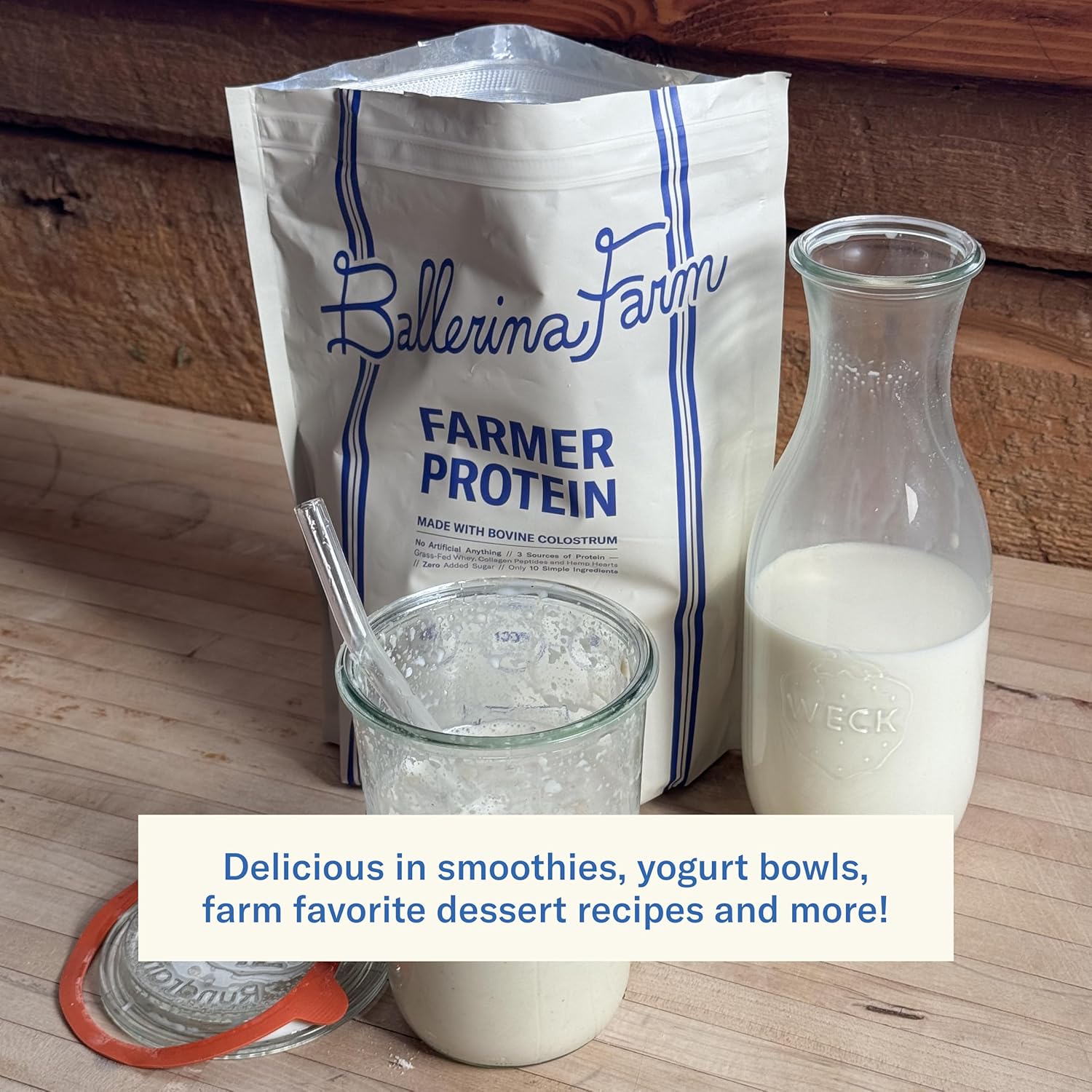 Ballerina Farm Grass Fed Whey Protein Powder, Vanilla Bean, 24g Protein with Collagen Peptides, Bovine Colostrum, Hemp Hearts & Prebiotic Fiber, No Added Sugar or Artificial Ingredients, 20 Servings