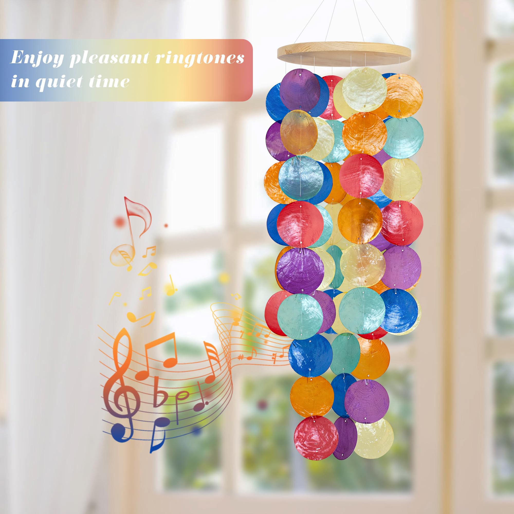 風鈴 woodstock chims capiz rainbow Capiz Waterfall - Rainbow