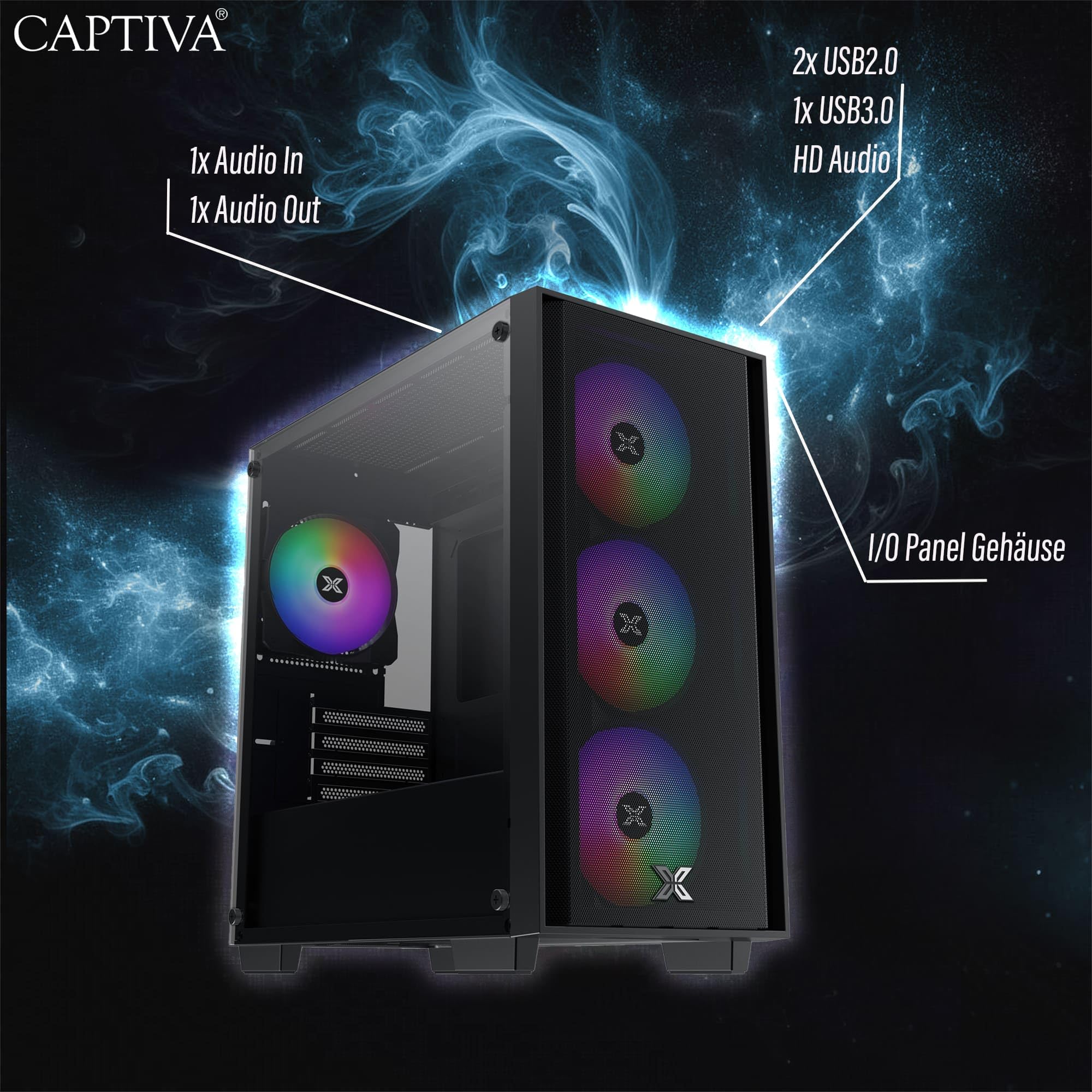 Captiva Highend Gaming PC R99-302, Ryzen 5 5500, 16GB RAM, 500GB SSD, RX 7600 XT 16GB, Win 11 (99302)