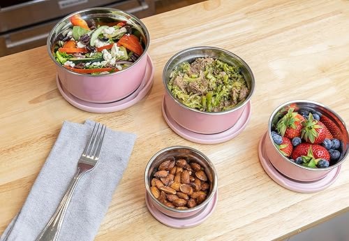 Miniatura 6 de MIRA Contenedores reutilizables de acero inoxidable para almacenamiento de alimentos, lonchera Bento con exterior antideslizante para preparación de