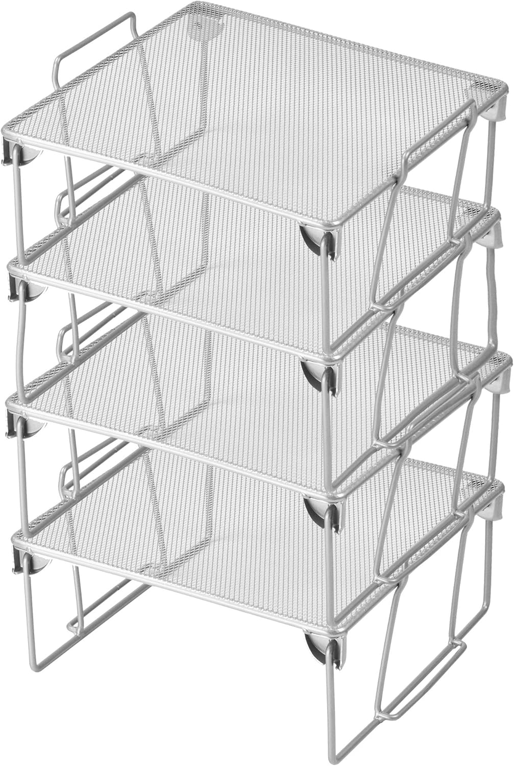 YBM HOME Stackable Mesh Shelf (Silver) - Multipurpose Storage Rack for Kitchen/Bathroom/Garage/Office – Durable, Wire Pantry Organizer – Foldable Space Saving Design (1, Medium)