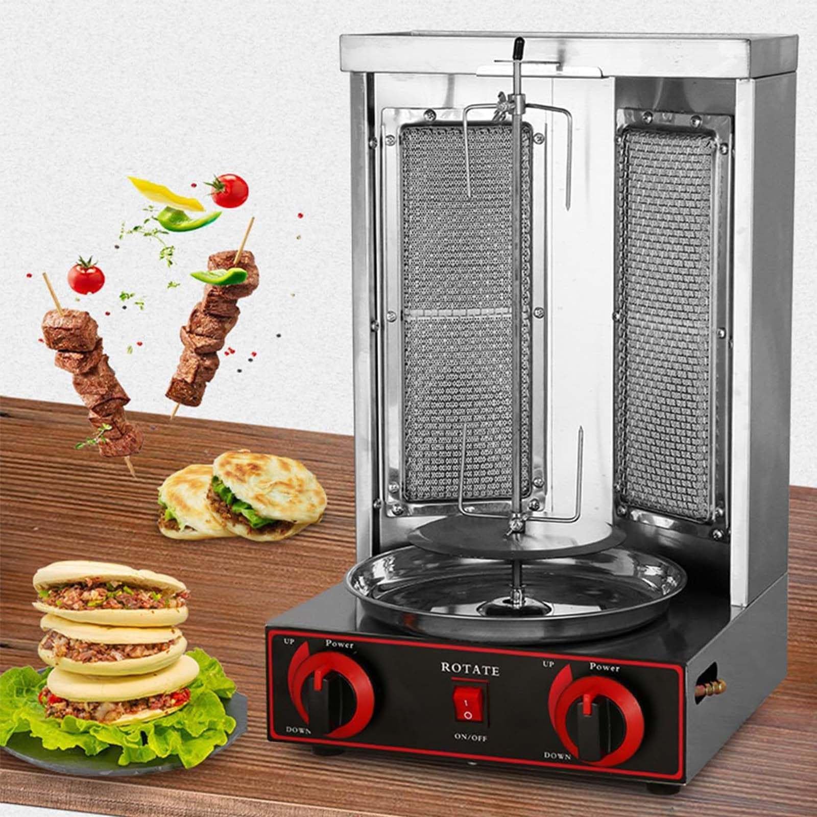 Grill gazowy pionowy, bezdymny elektryczny do kuchni, restauracji i na kemping, blatowy