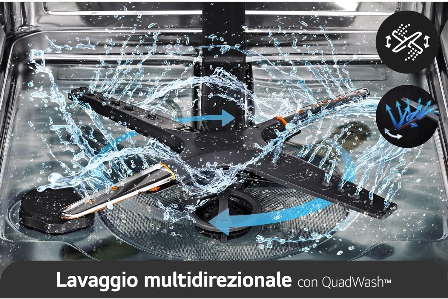 LG DF141FV Lavastoviglie Libera Installazione, Serie 1, Lavastoviglie 14 coperti, Classe D, Sistema QuadWash a 4 Bracci Irroratori, Programma Turbo, EasyRack Plus, Smart Diagnosis, Grigia