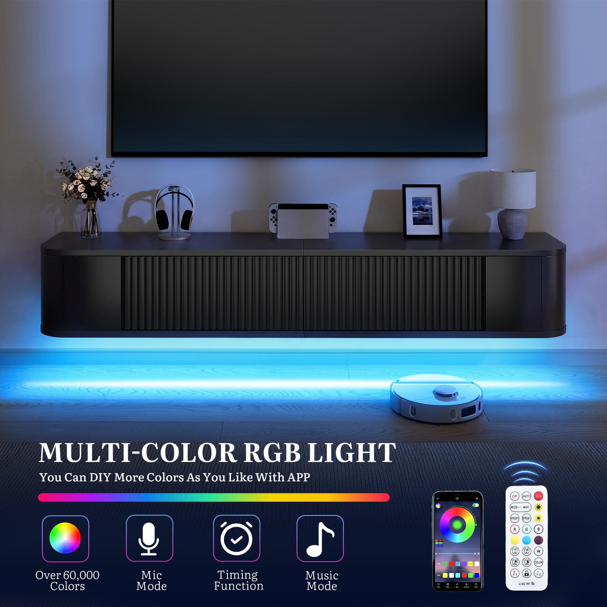 Yitahome 140 cm Schwebender TV-Stand – Bild 6