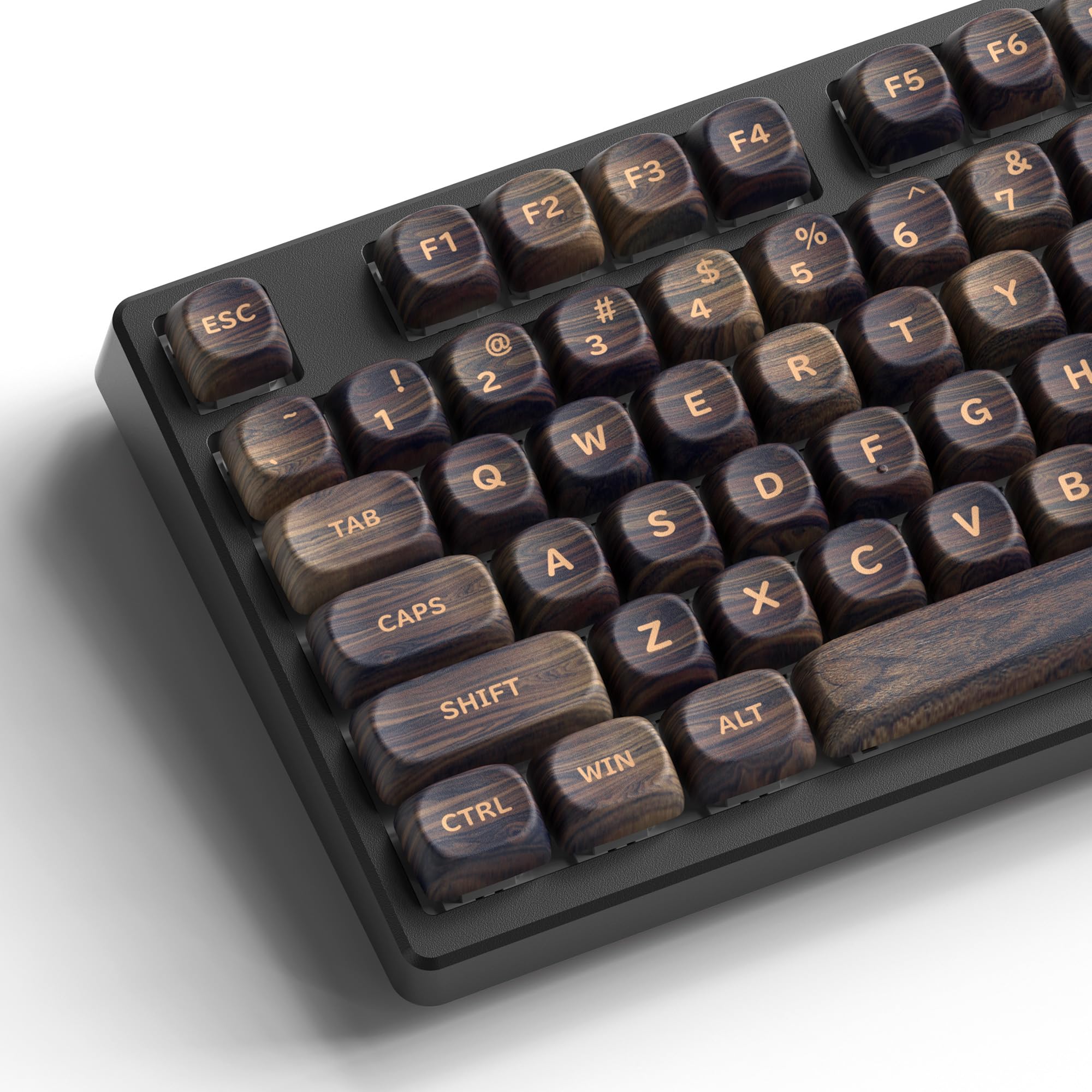OHY MOA Profile Wood Grain Keycaps,XVX PBT Keycaps 130pcs Retro Keycap Set for Mechanical Keyboard 61/64/75/84/87/104/108 Layout with Key Puller, Walnut Textures