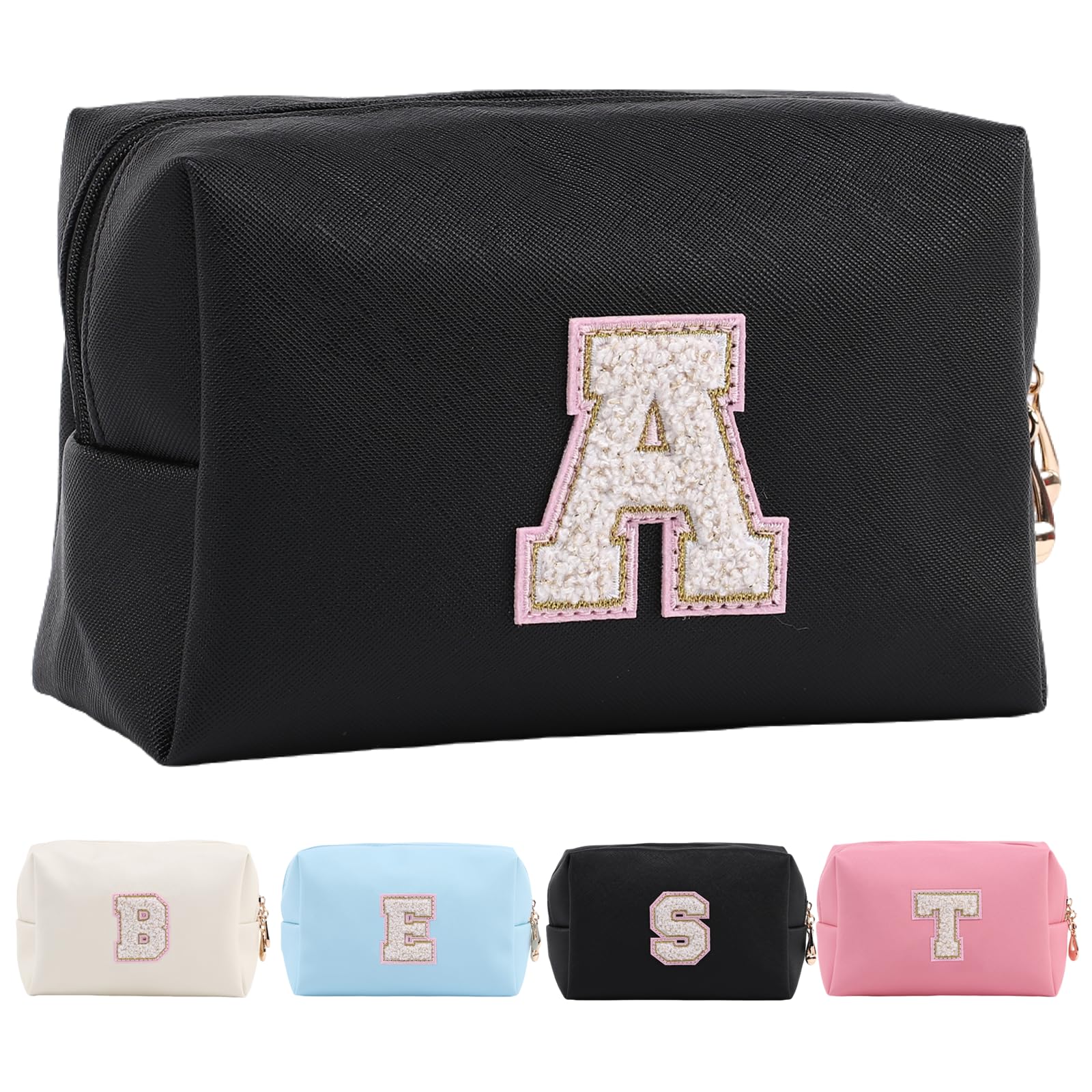 Personalized Makeup Bag,Waterproof Travel Makeup Pouch Cosmetic Bag Birthday Gift for Women Mom，Bride Bridesmaid Cosmetic Bag A-Z — view 84