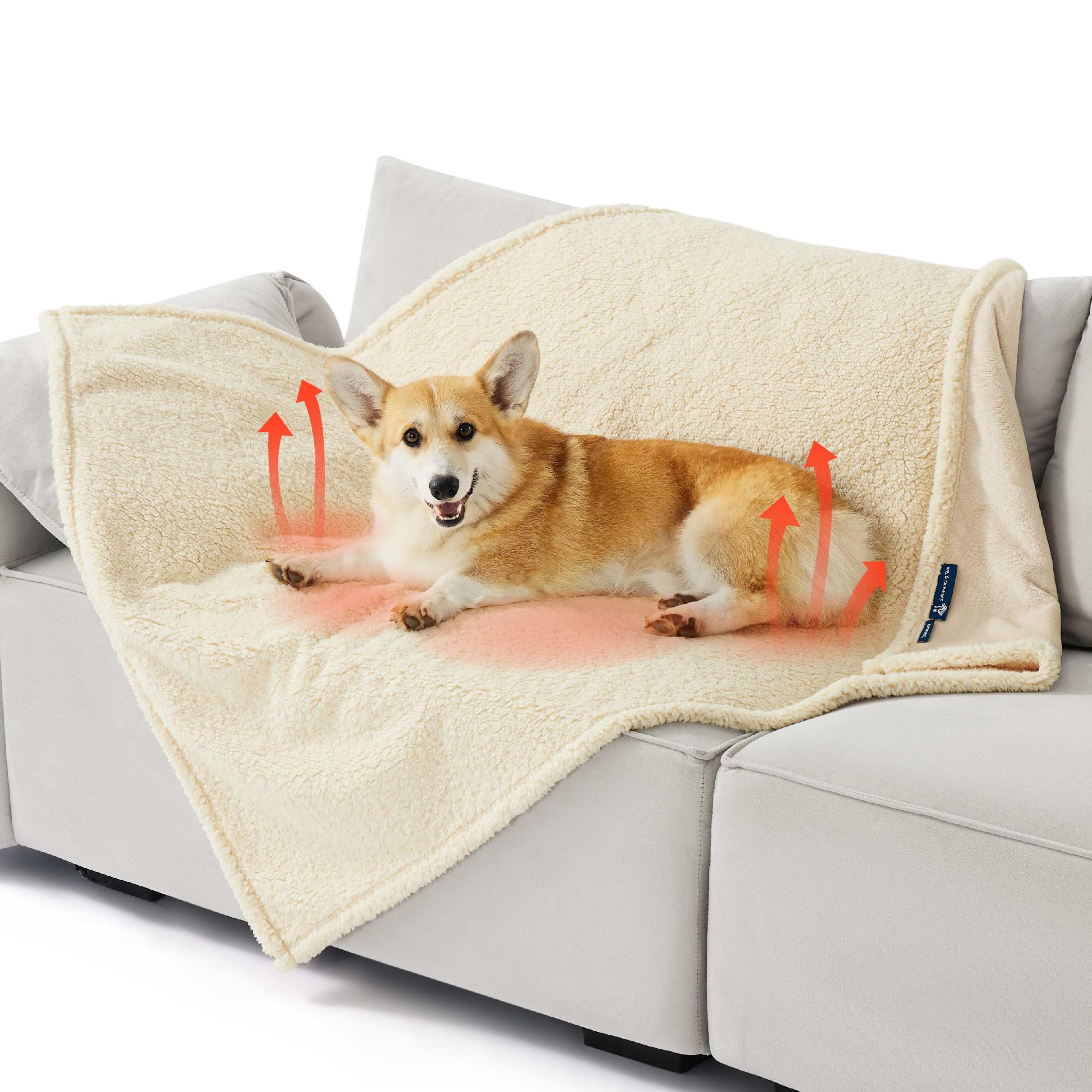 Bedsure Self Warming Dog Blankets for Large Dogs Waterproof - 40"X50" White