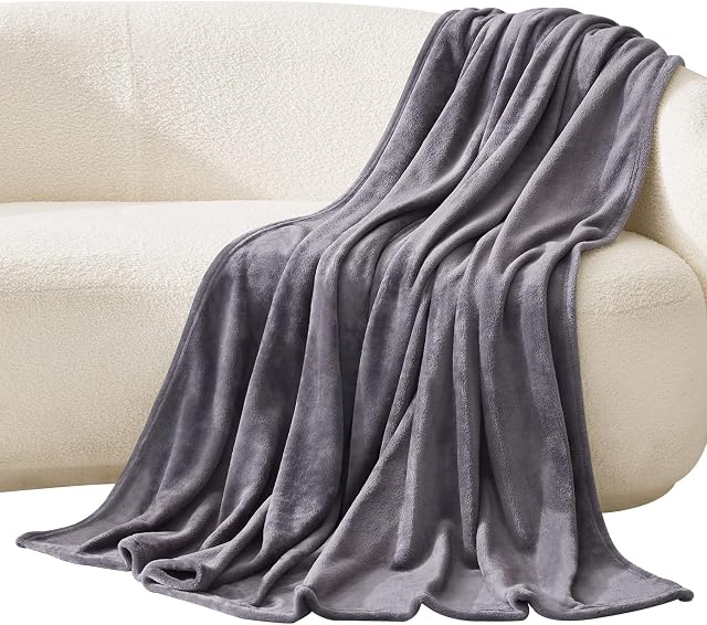 Lifewit Fleece Blanket Double Size - Ultra Soft Throw Blanket - Fuzzy Warm Cozy Plush Reversible Microfiber Flannel Blanket for Sofa, Couch, Bed, Crib, Stroller, Grey, 150 x 200 cm