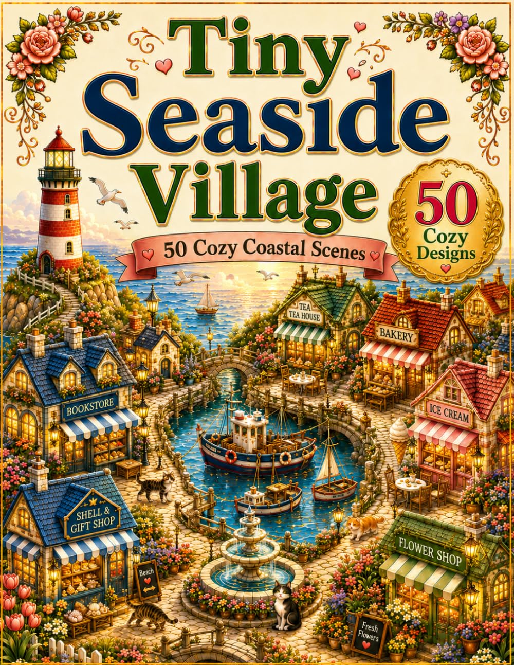 Tiny Seaside Village: Charming Coastal Scenes | A Cozy Coastal Coloring Book for Adults (Tiny Village)