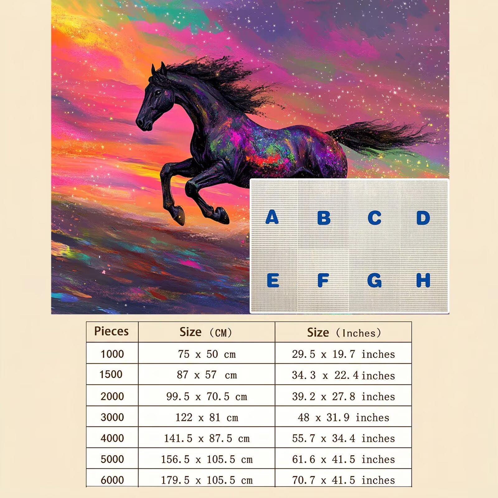 Puzzle 2000 Pezzi Classici, Puzzle cavallo sogno 99 x 70 cm, Gioco Educativo e Antistress in Legno con Poster Incluso, Ttività DIY per Famiglia, Regalo per Appassionati, Decor Parete Casa, f0-662
