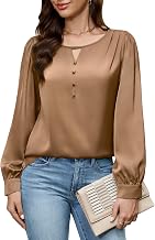 Blooming Jelly Womens Business Casual Outfits Satin Silk Blouses Dressy Long Sleeve Tops Office Work Shirts