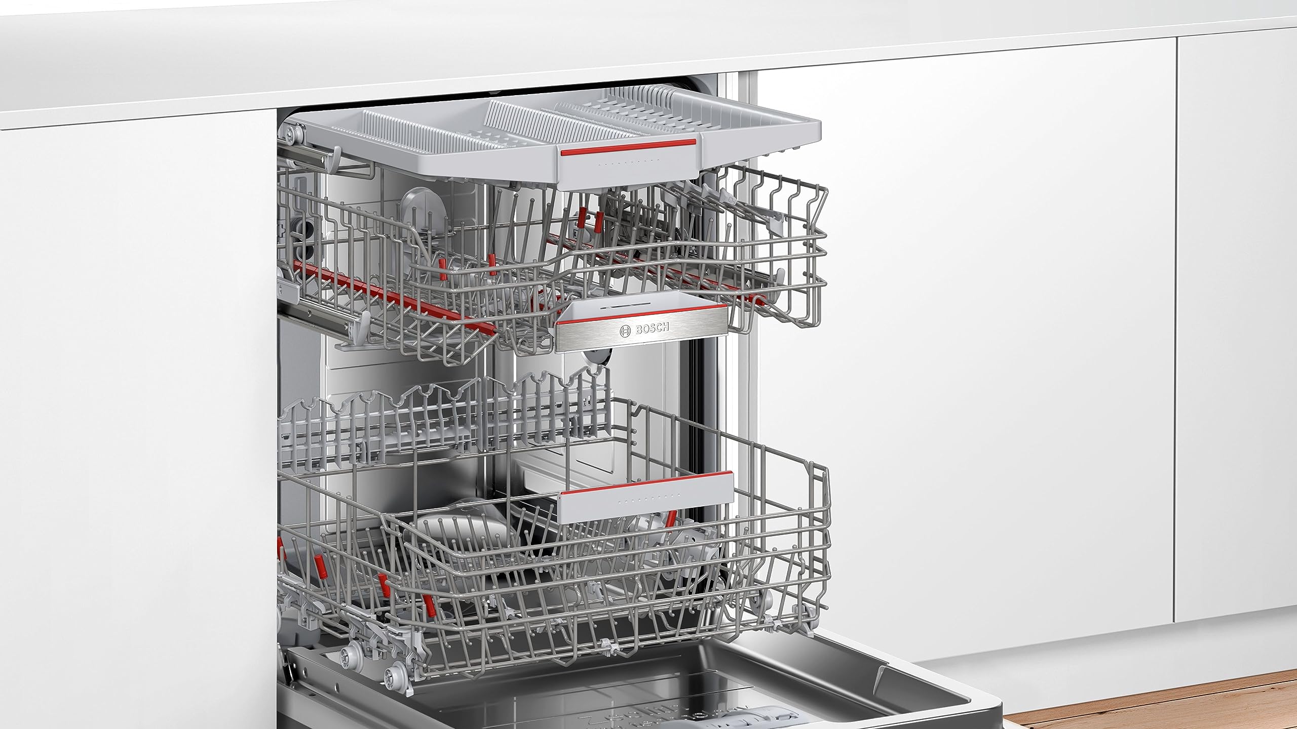 Bosch SMU6ZCS16E Série 6 Lave-vaisselle, 60 cm de large, encastrable, avec tiroir à couverts, Home Connect, programme intelligent, paniers Max Flex, tiroir Vario, Rackmatik, acier inoxydable