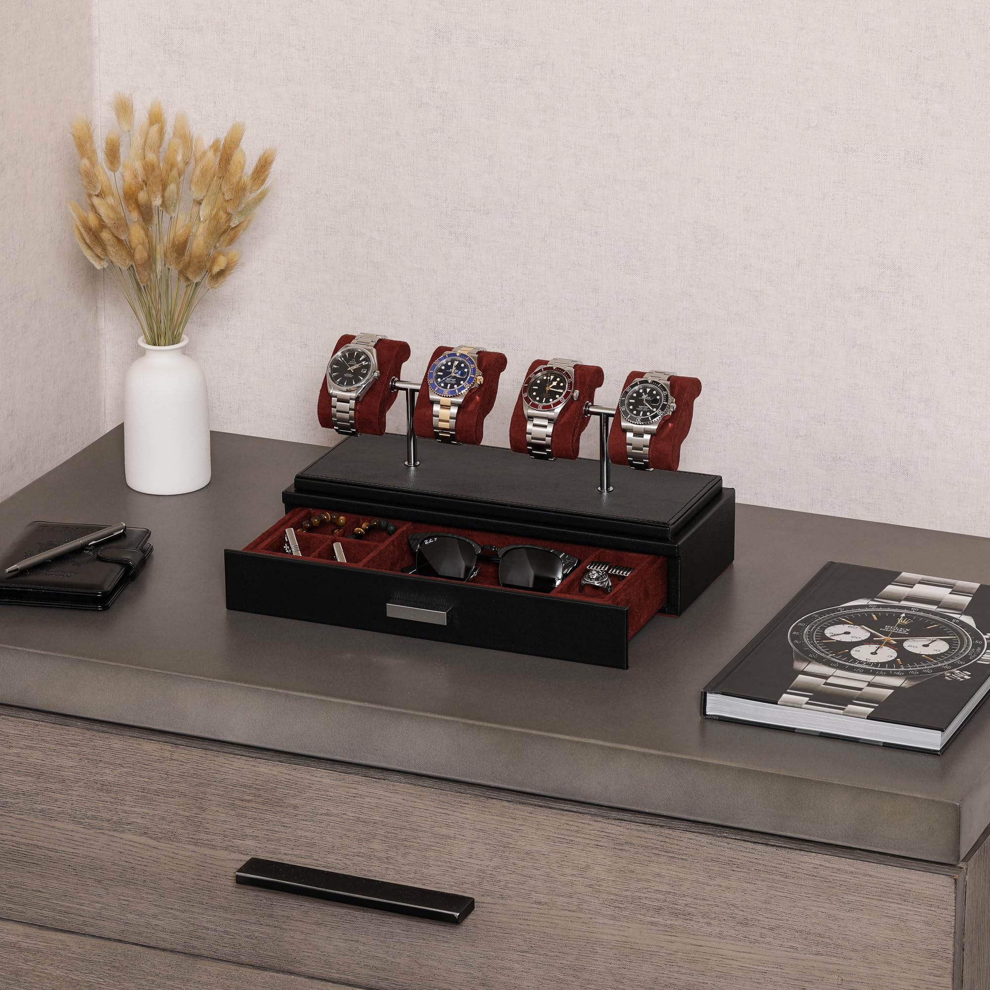 Amazon.com: ROTHWELL Luxury Watch Display Case for 4 Watches