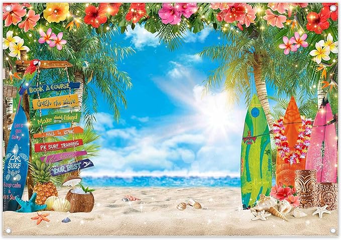 Fondo Fotográfico 7x5ft Playa Hawaiana Verano Tropical miniatura 2