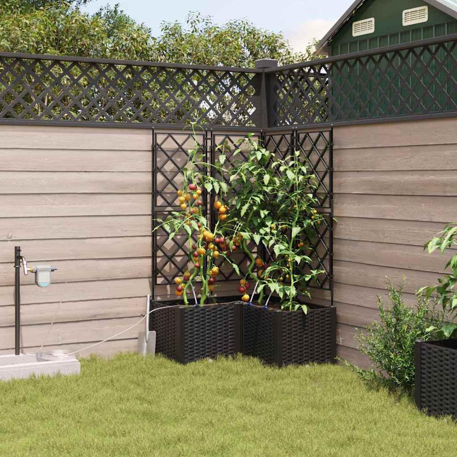 Geecher Vaso da Giardino 3 Pezzi, con Sistema di irrigazione, 80x80x142 cm, in Acciaio, fioriera per Esterno, Ideale per Principianti e Appassionati di Giardinaggio