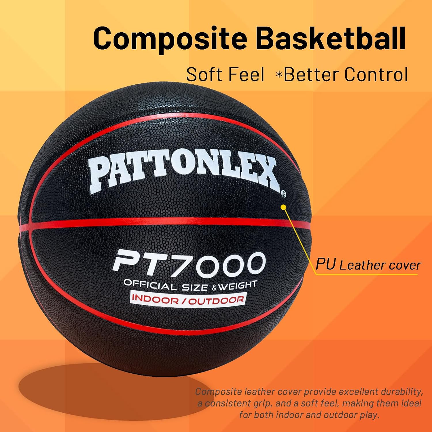 Basketball Ball – Official Size– Composite Leather Indoor/Outdoor Basketball for Men, Women & Girls, with Pump
