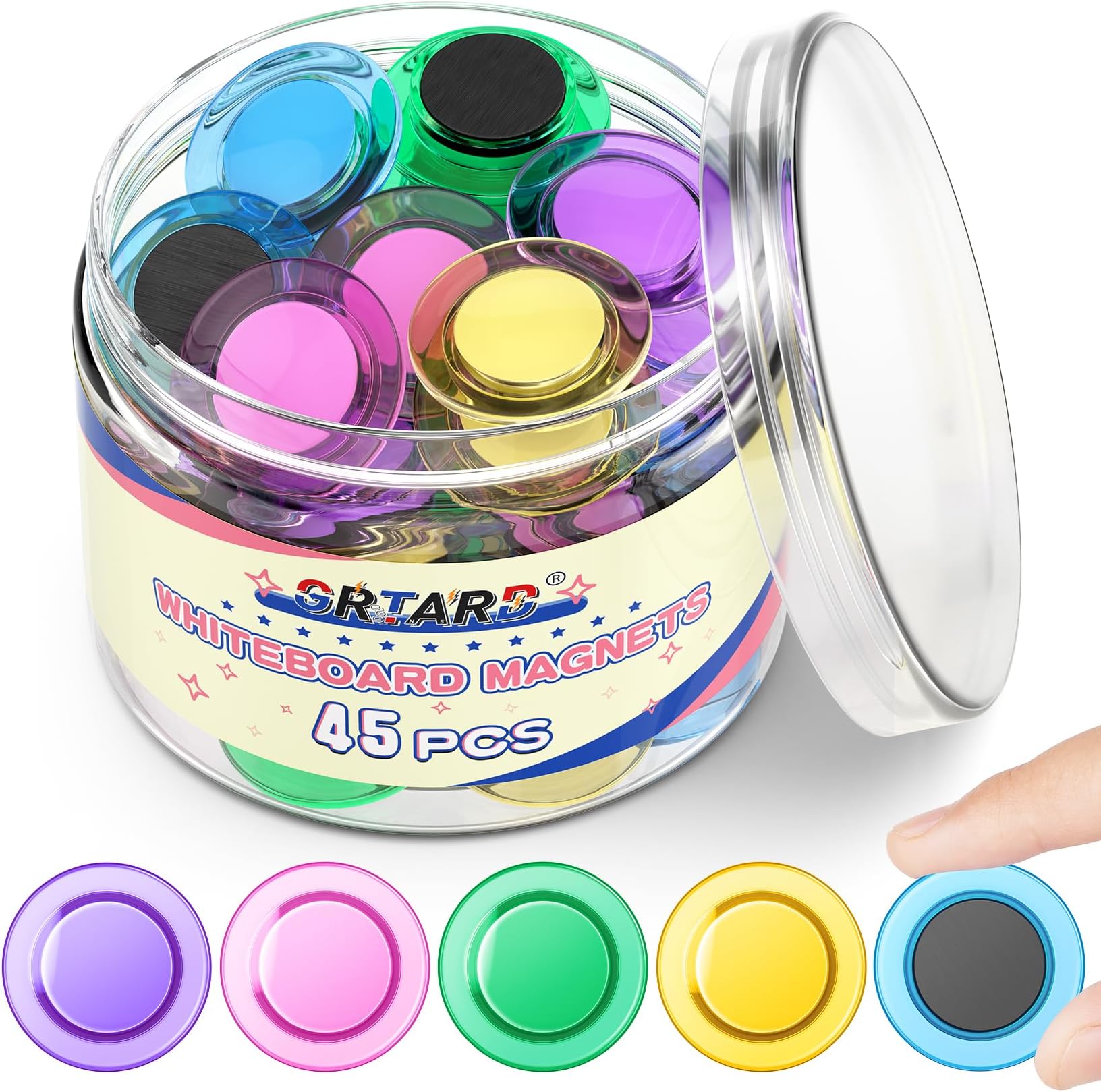 Grtard 45 Pcs Colorful Magnets for Whiteboard, Round Fridge Magnet, Small Refrigerator Magnet Decorative, Dry Erase Whiteboard Magnets for Fridge, Classroom, Home, Office, School(3cm/1.18 inch)