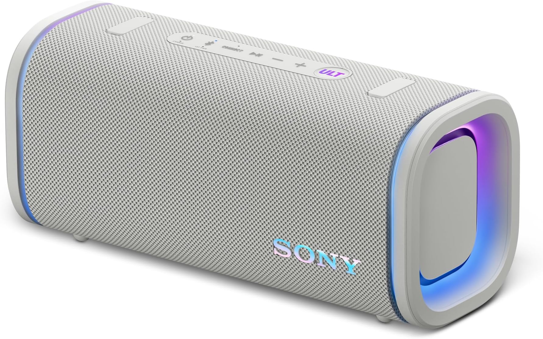 New ULT Field 5 Wireless Bluetooth Speaker, 25hrs Playtime, Massive Bass, Shoulder Strap, Built in Power Bank, IP67 Water & Dustproof, Quick Charge, 360 Party Light, Party Connect-White