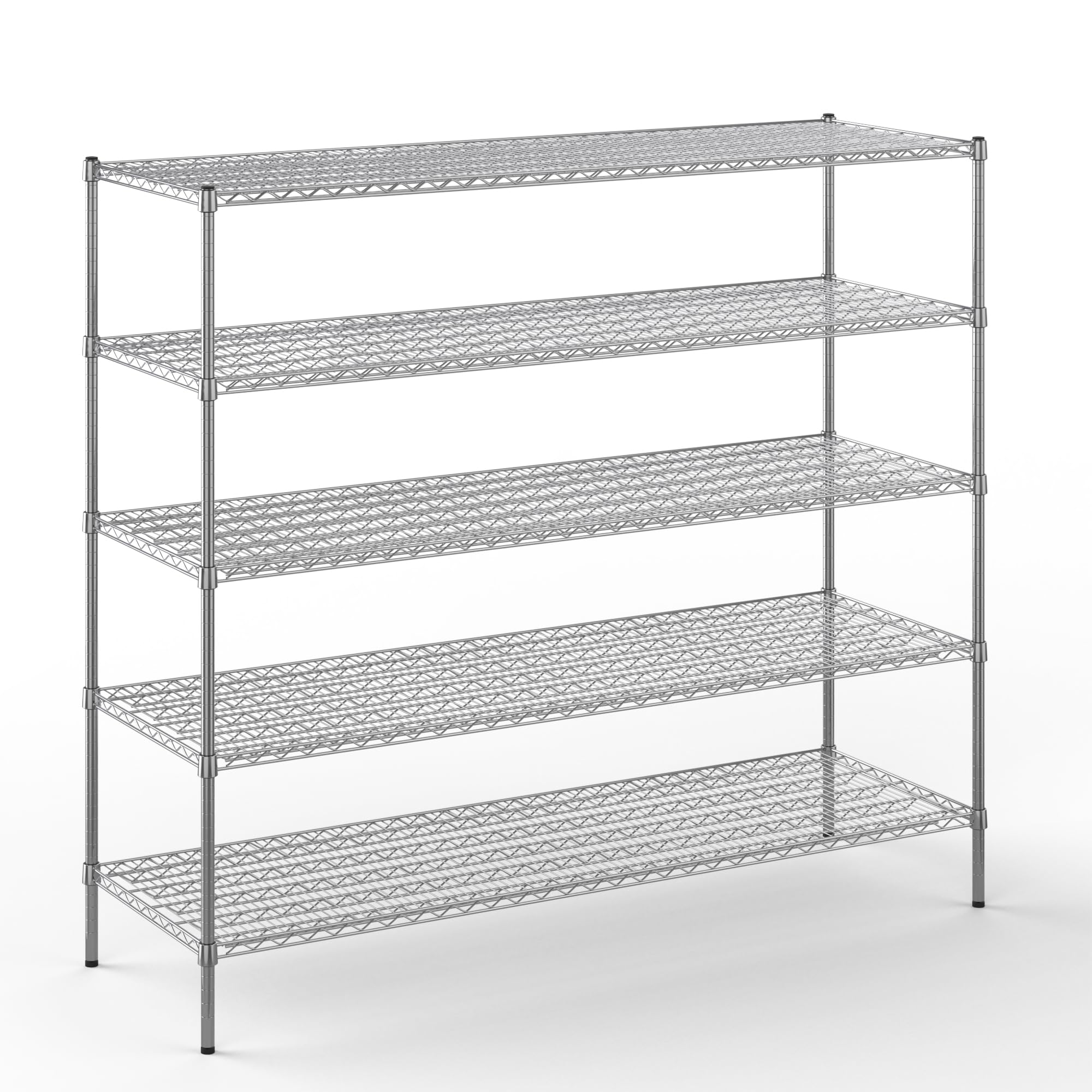 24" Deep x 72" Wide x 64" Height Wire Shelving Kit | 5-Tier | NSF Commercial Storage Rack Unit