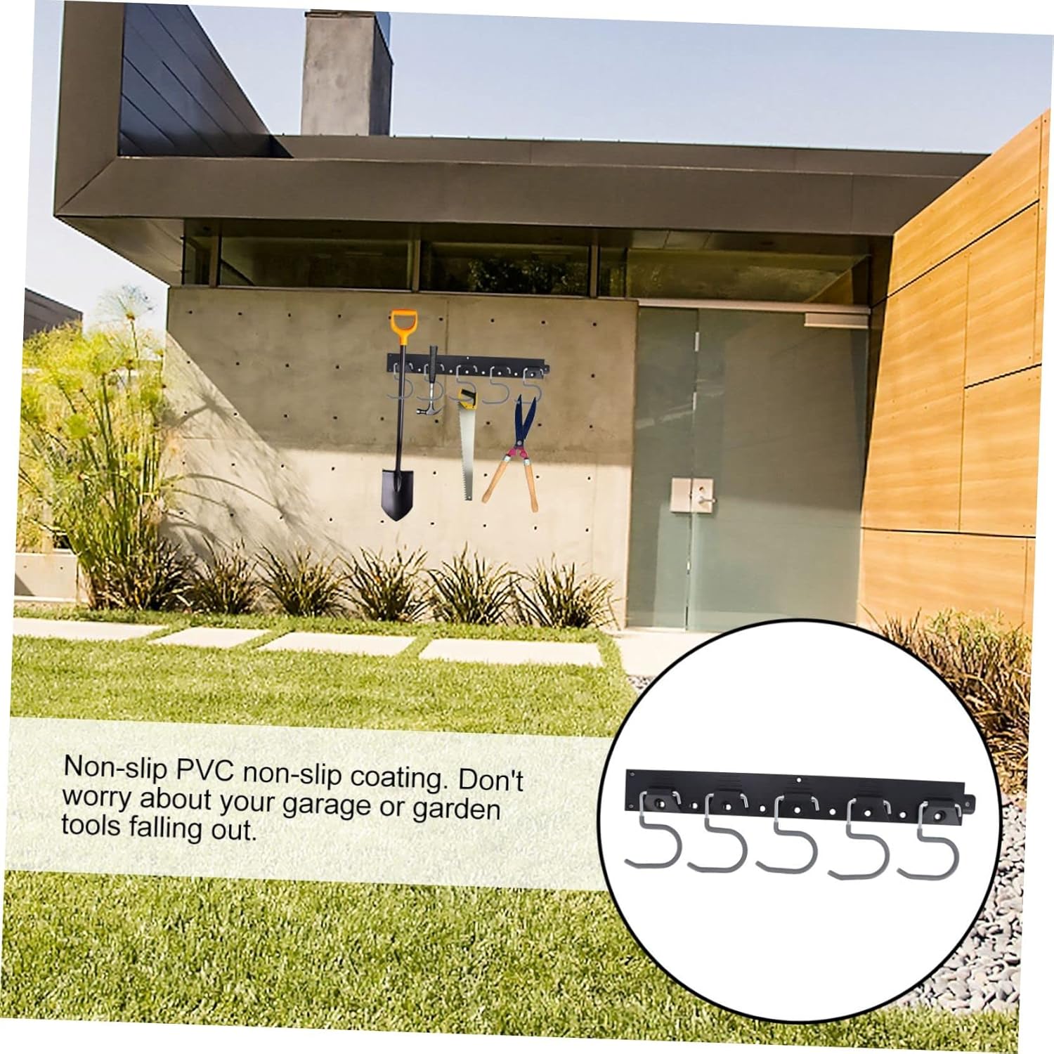 1set Garage Wall Mount Tool Hanger Organizer Hooks for Garden and Garage Storage Heavy-Duty and Design Non-Slip Coating for Shovels Brooms
