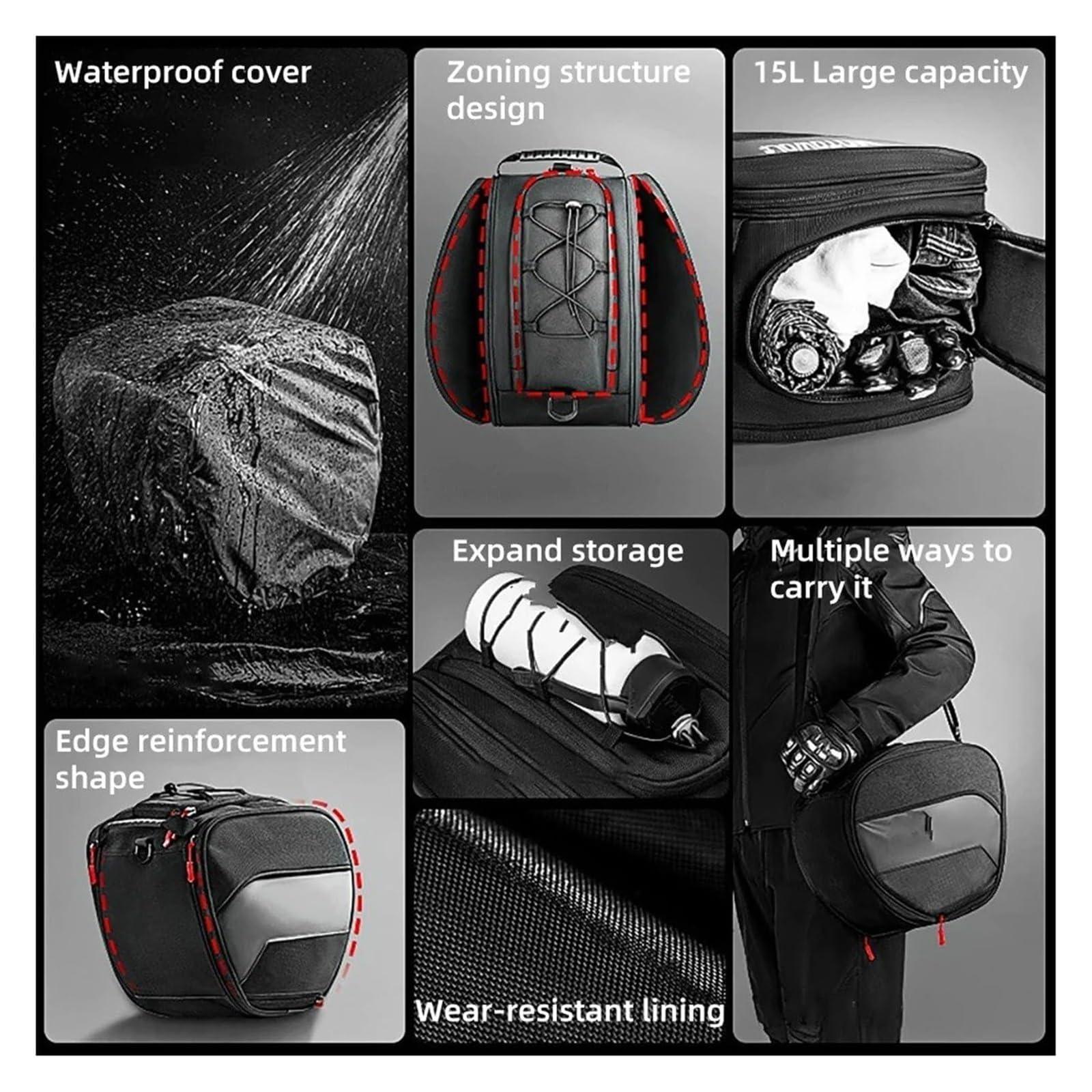 Bolsa Moto para ADV 150 160 350 para PCX 125 para X-ADV para Forza 300 750 para NSS Scooter Túnel Tanque Herramienta Viaje Equipaje Almacenamiento Bolsa(Type B)