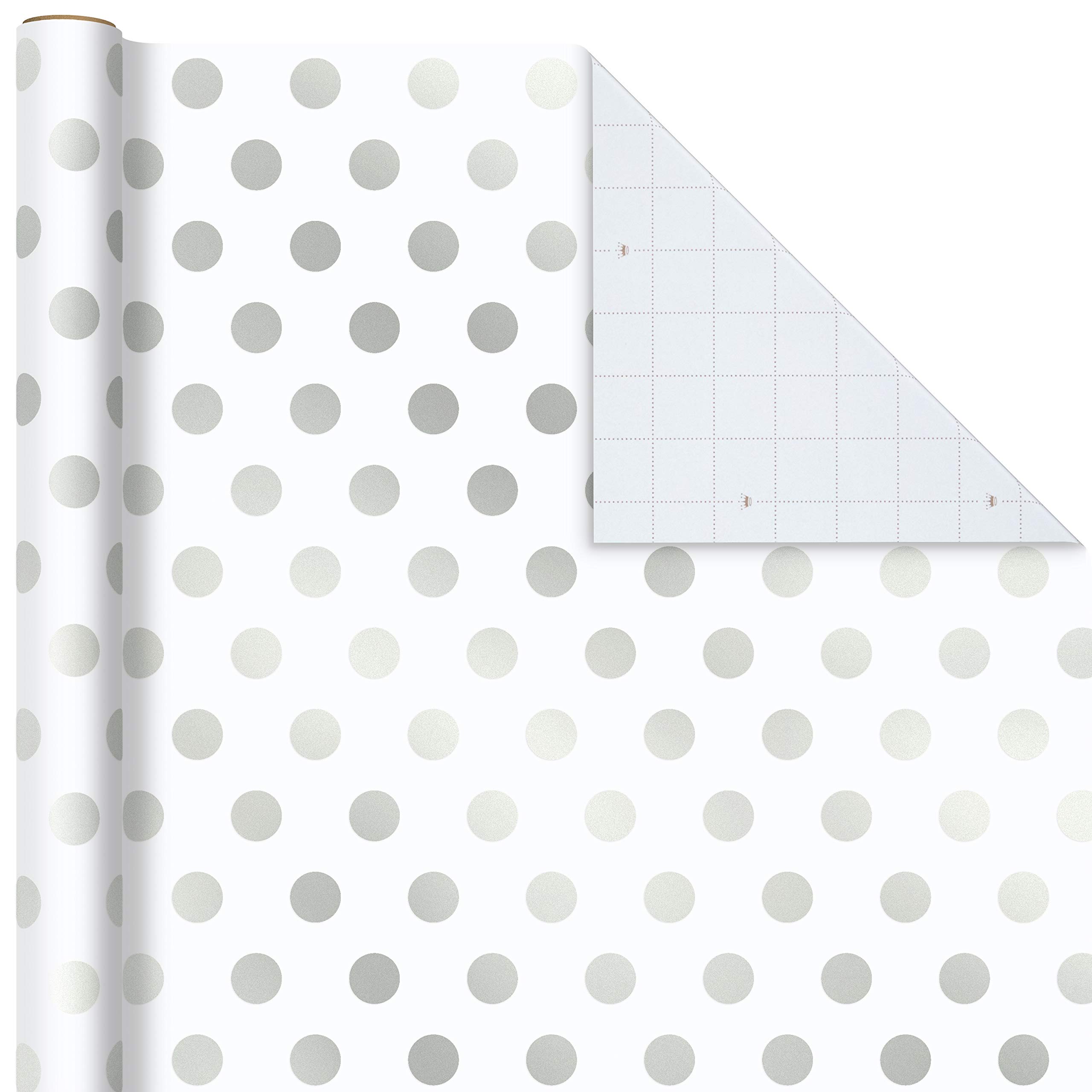 Hallmark 0005EWR2962 Wedding Wrapping Paper with Cut Lines on Reverse (3-Pack: 105 sq. ft. TTL) Stripes Gift, Silver Metallic - Image 4