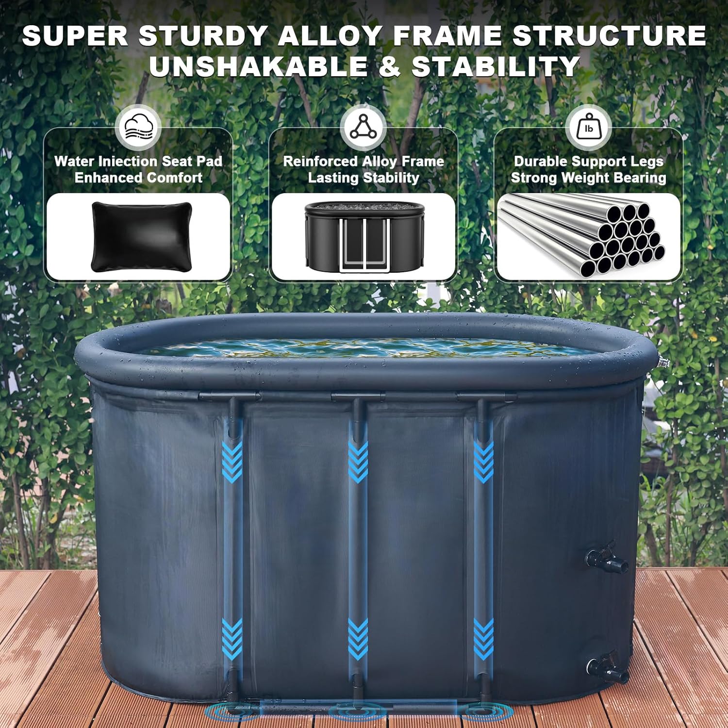 Upgraded 148Gal XXL Oval Ice Bath Tub for Athletes, 7 Layered Portable Cold Plunge Tub with Insulated Lid and Travel Bag, Inflatable Ice Pod for Home, Gym, Indoor, Outdoor Use