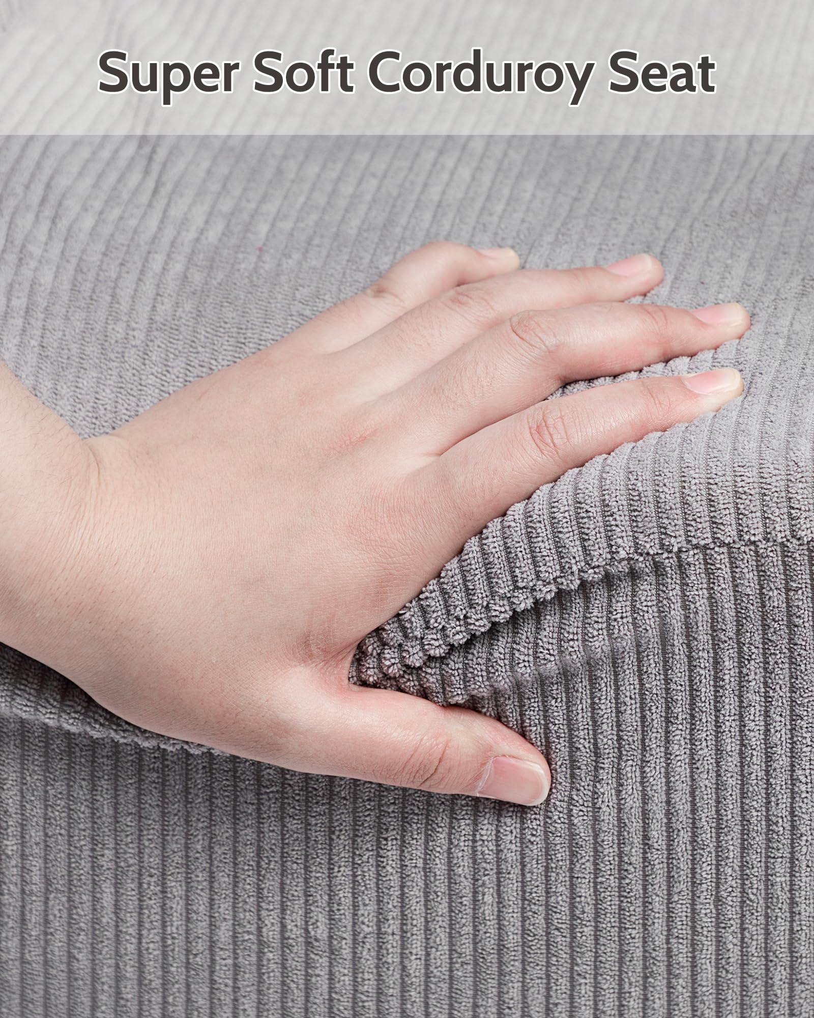 BEJOY Kinderstuhl Ultraweiches Kuschel-Schaumstoff-Sofa, Einzelsitz Cord-Lesecouch für Jungen und Mädchen, Grau