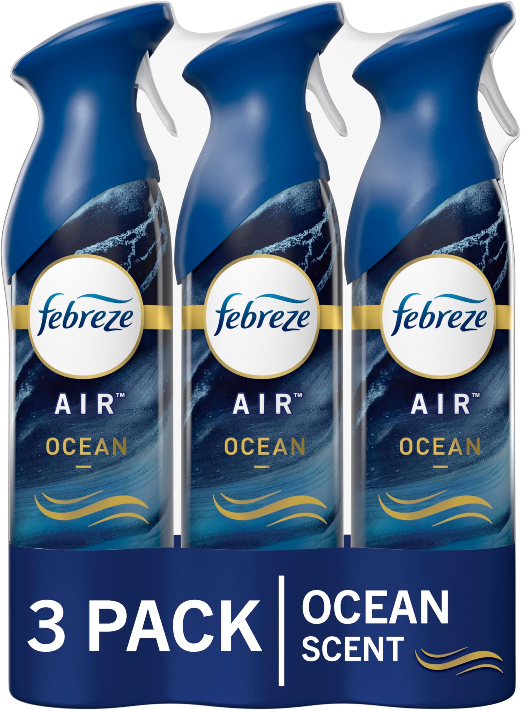 Air Mist Air Freshener Spray, Odor-Fighting Room Spray, Air Fresheners for Home and Bathroom and Kitchen, Aerosol Can, Ocean Scent, 8.8oz, 3 Count
