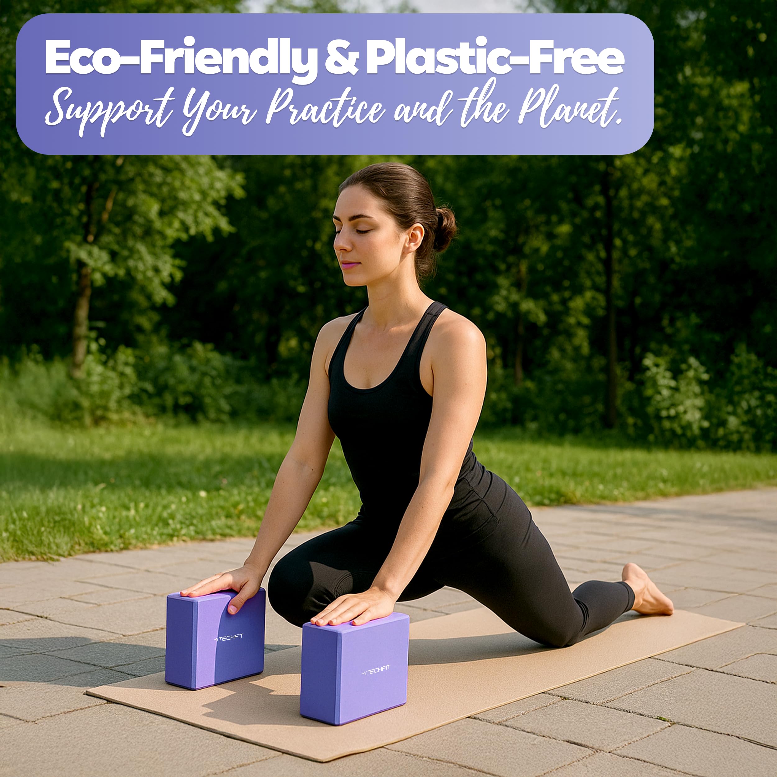 TechFit Mattoncino da Yoga in Schiuma EVA ad Alta Densità, Set da 2 Pezzi, Leggero e Antiscivolo, Supporto Ideale per Yoga, Pilates, Stretching, Dimensioni 23x15x7.6 cm, Grigio