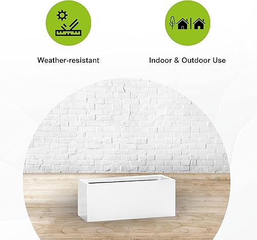 Miniatura 4 de Pottery Pots Maceta rectangular pequeña para interiores y exteriores, 19.1 pulgadas de ancho, color blanco brillante