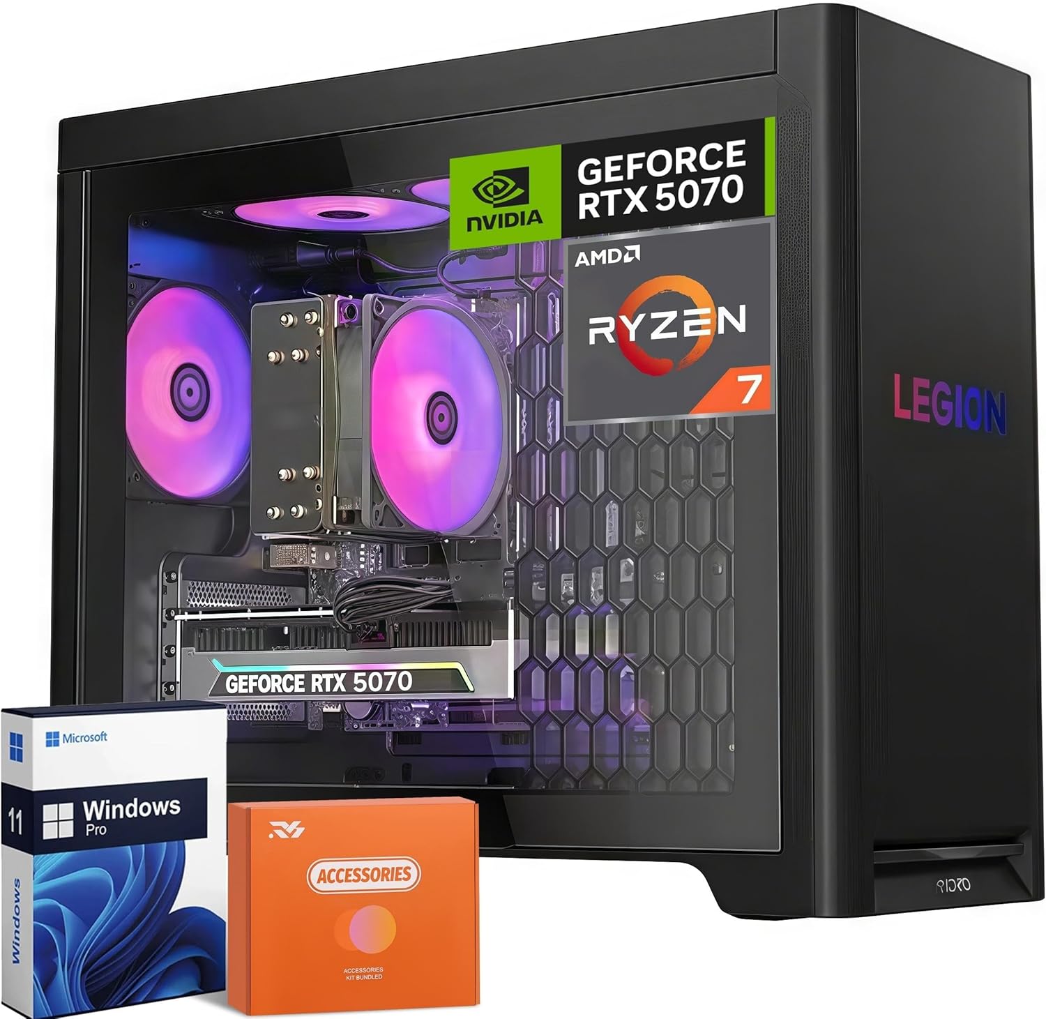 Lenovo Legion T5 Gen 10 Gaming Tower Desktop PC, AMD Ryzen 7 7700X(Up to 5.4GHz), NVIDIA RTX 5070 12GB GDDR7, 64 GB DDR5, 4 TB SSD, WiFi 6E, Bluetooth 5.3, Windows 11 Pro, w/Accessories Lenovo Legion T5 Gen 10 Gaming Tower Desktop PC, AMD Ryzen 7 7700X(Up to 5.4GHz), NVIDIA RTX 5070 12GB GDDR7, 64 GB DDR5, 4 TB SSD, WiFi 6E, Bluetooth 5.3, Windows 11 Pro, w/Accessories