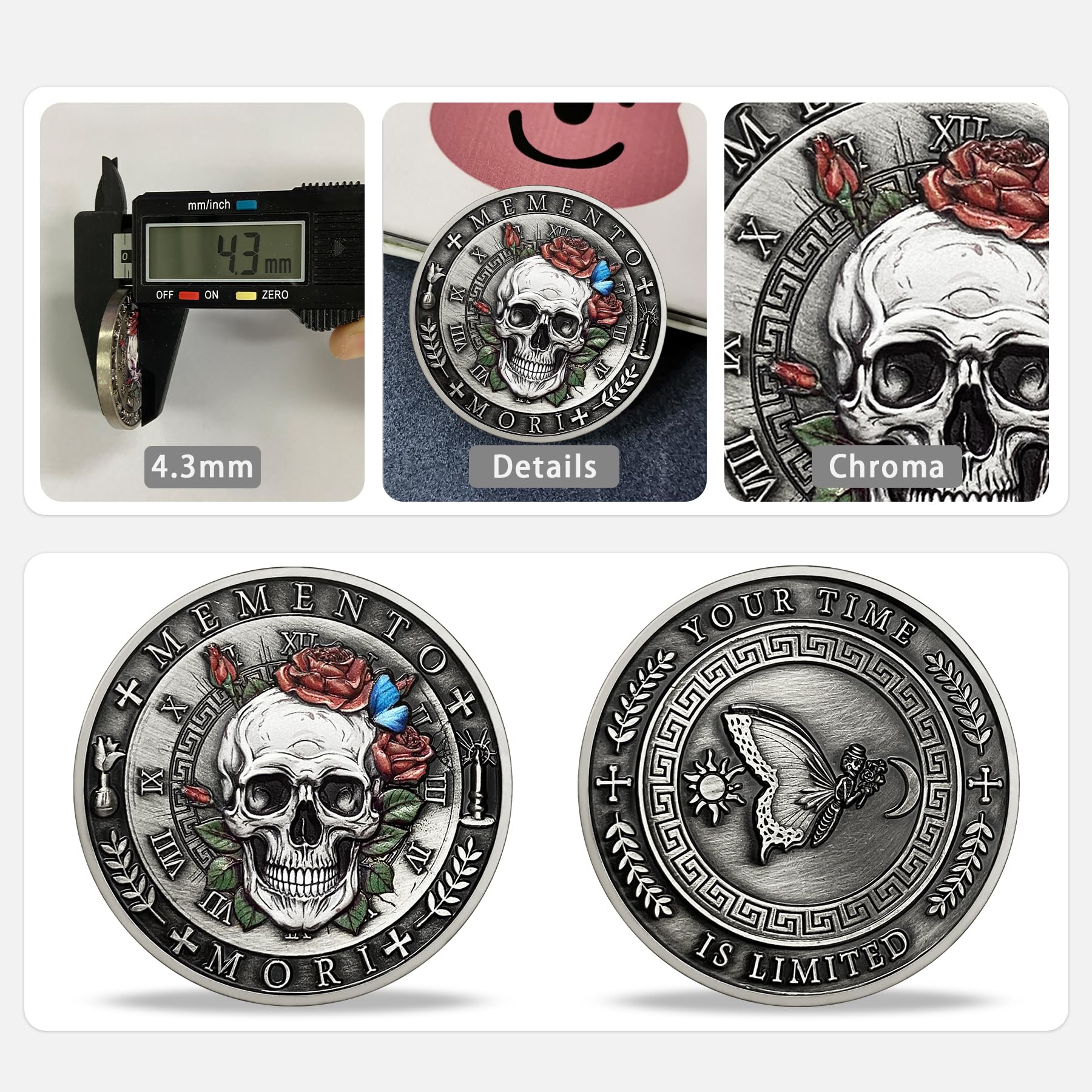 Memento Mori Carpe Diem Coin Stoic Reminder Token Skull Challenge Coin