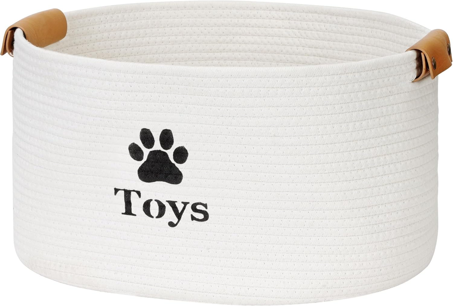 Dog Toy Basket Large, Quality Cotton Rope Dog Toy Storage with Handles, Durable Dog Toy Bin Box for Organizing Pet Supplies, Pet Toys, Collars, Leashes & Accessories (Beige,18’’x13’’x10’’)