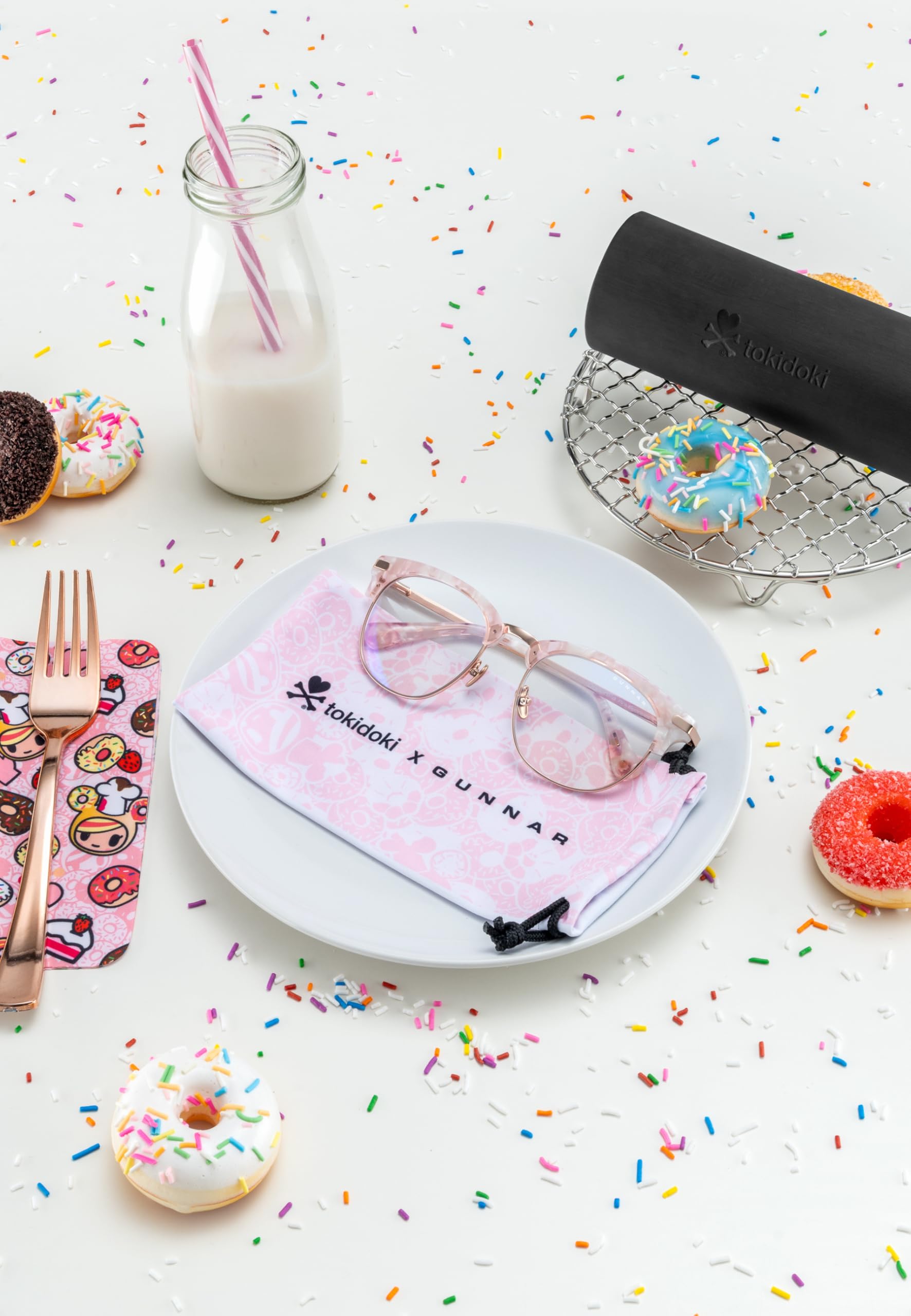 Gunnar x Tokidoki Blaulicht-Brille - Donutella - Pink Sprinkles - Clear