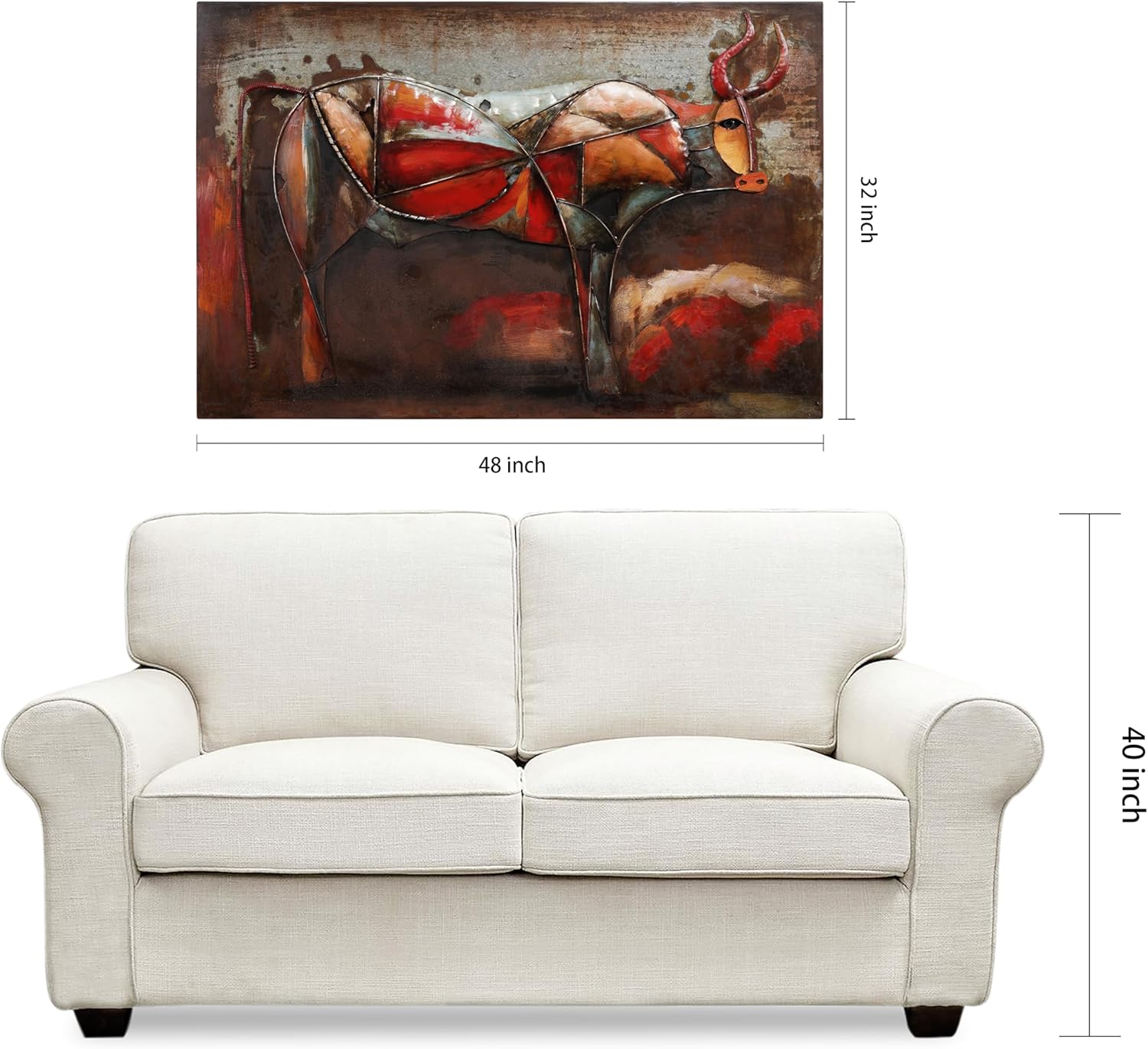 Empire Art Direct Cattle Mixed Media Iron Hand Painted 3D Wall Art, 32" x 48" x 2.8", Ready to Hang