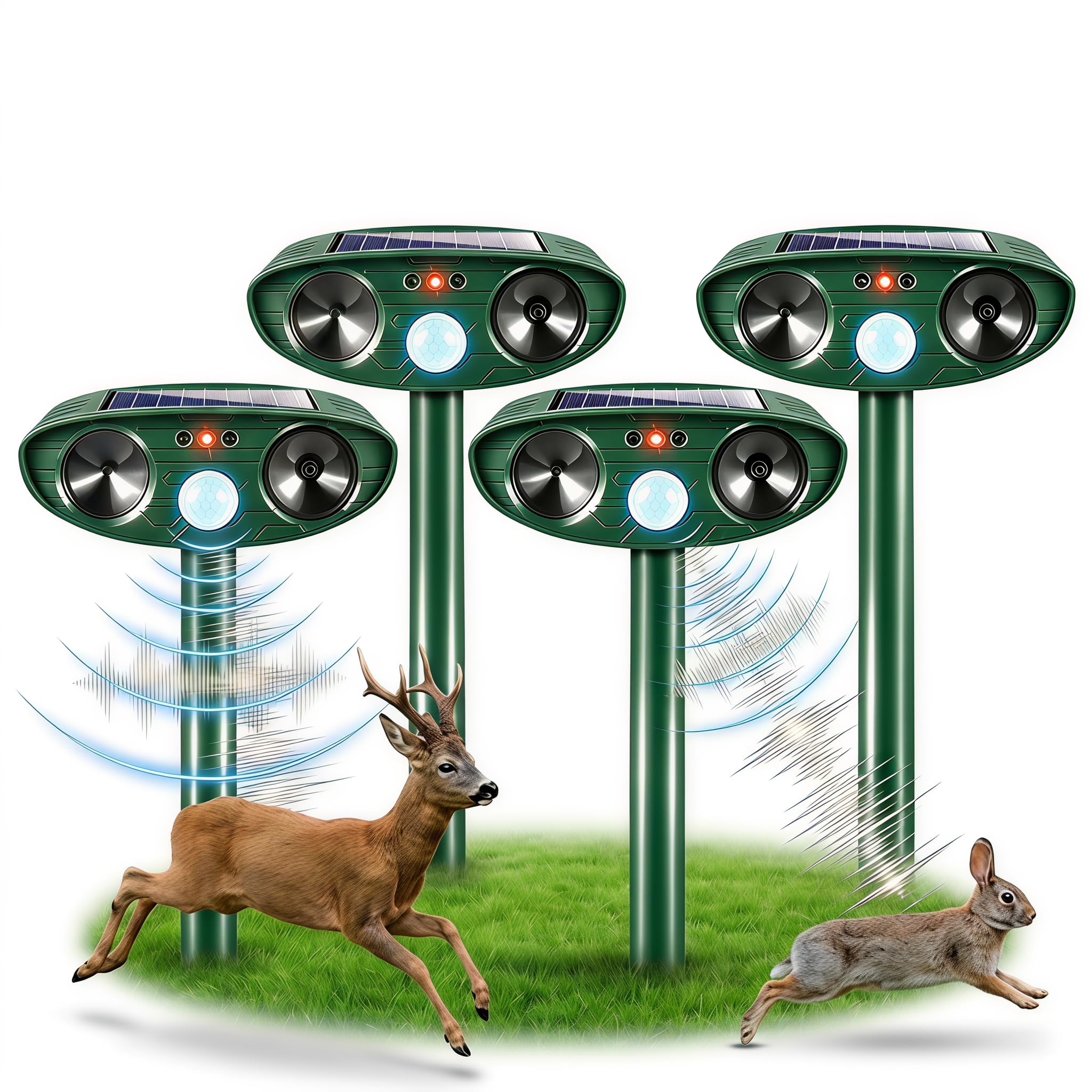 Photo 1 of **MISSING STAKES***2026 Ultrasonic Deer Repellent Devices Solar Animal Repellent Outdoor with Motion Sensor to Keep Cat Rabbit Raccoon Out of Yard Garden Farm Squirrel Fortress Pro Deer Deterrent for Plant,4Pack