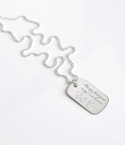 Miniatura 2 de Danique - Collar personalizado de plata de ley con placa de identificación de estilo militar para hombres o mujeres, joyería grabada a medida,