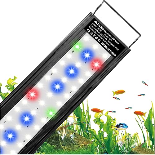 DaToo Luz LED para acuario de espectro completo, luces para pecera, blanco, azul, rojo, verde, multicolor, luz extensible para acuario de 12 a 18