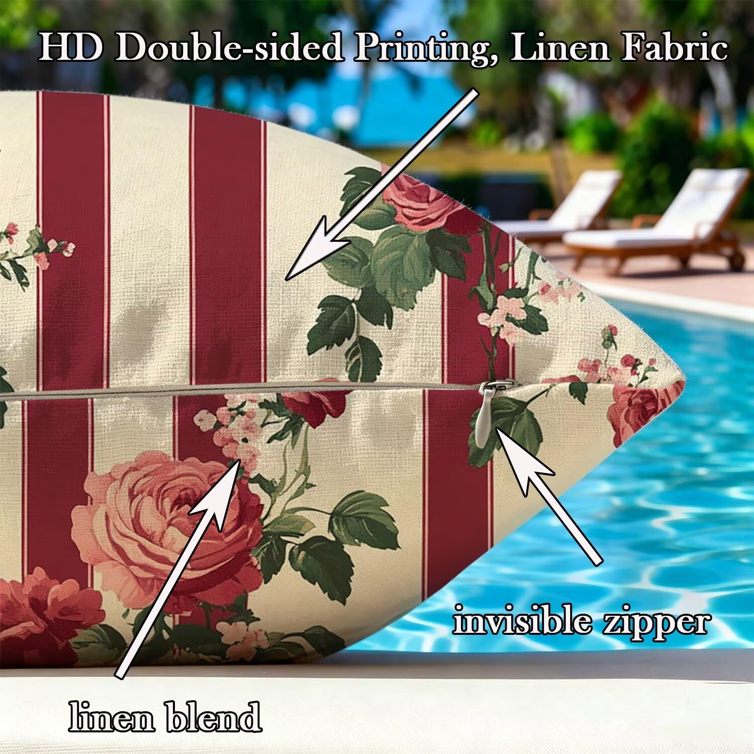 Coussin Exterieur Impermeable Coussin 65x65cm Lot de 2 Nordique Fleur