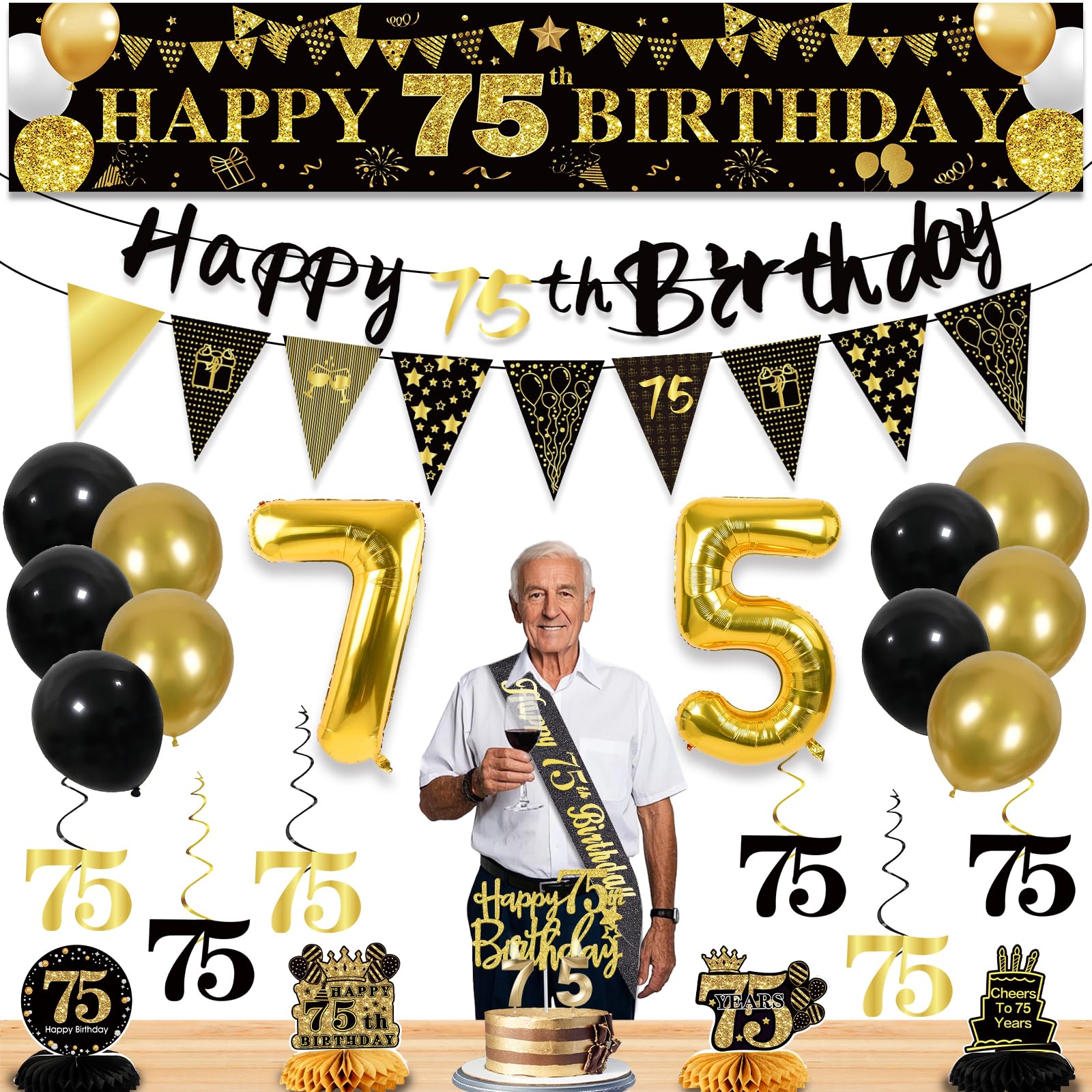 YeohJoy 27pc 75th Birthday Decoration Kit