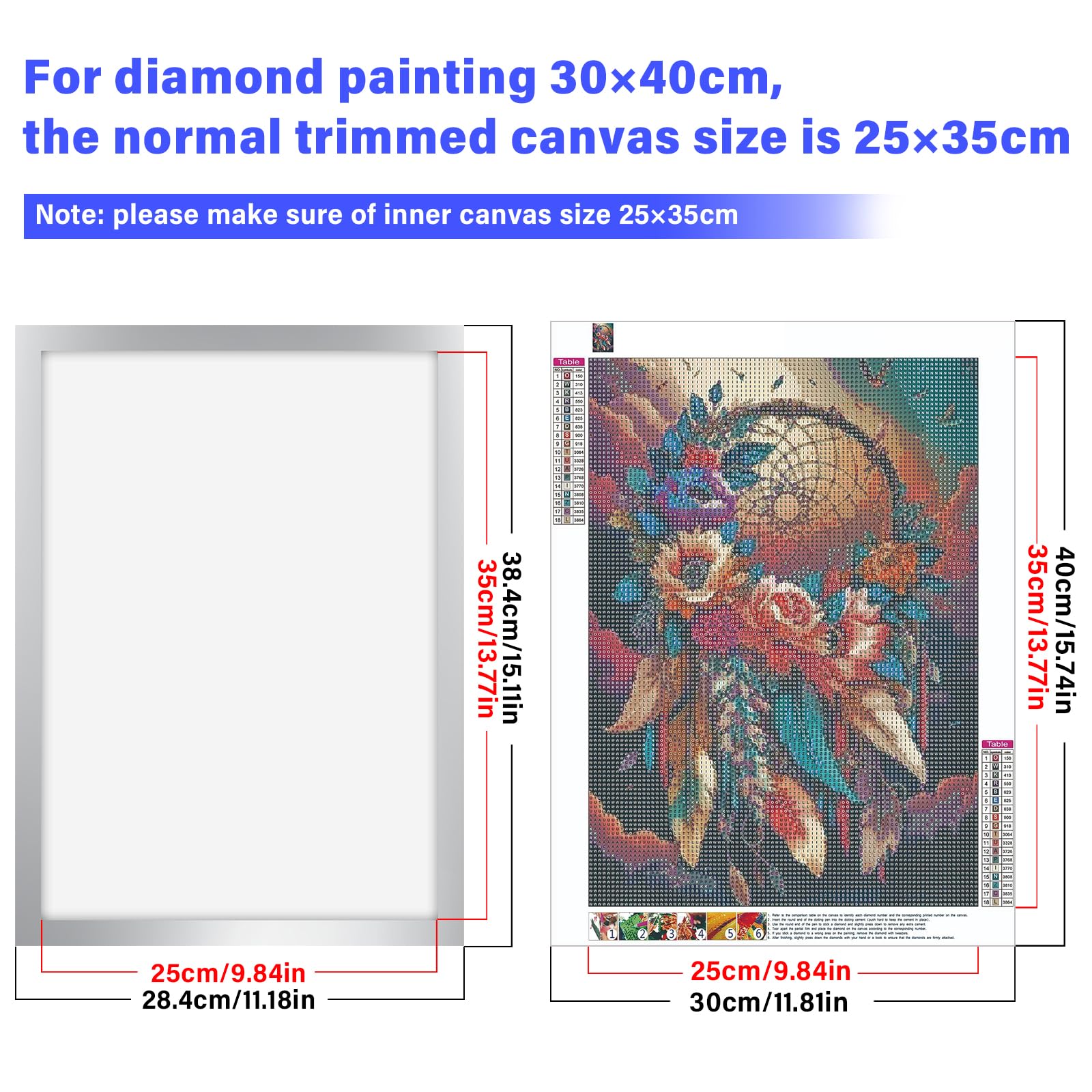 Cornice magnetica autoadesiva per pittura a diamante, 30 x 40 cm, dimensioni interne 25 x 35 cm, per decorazione da parete