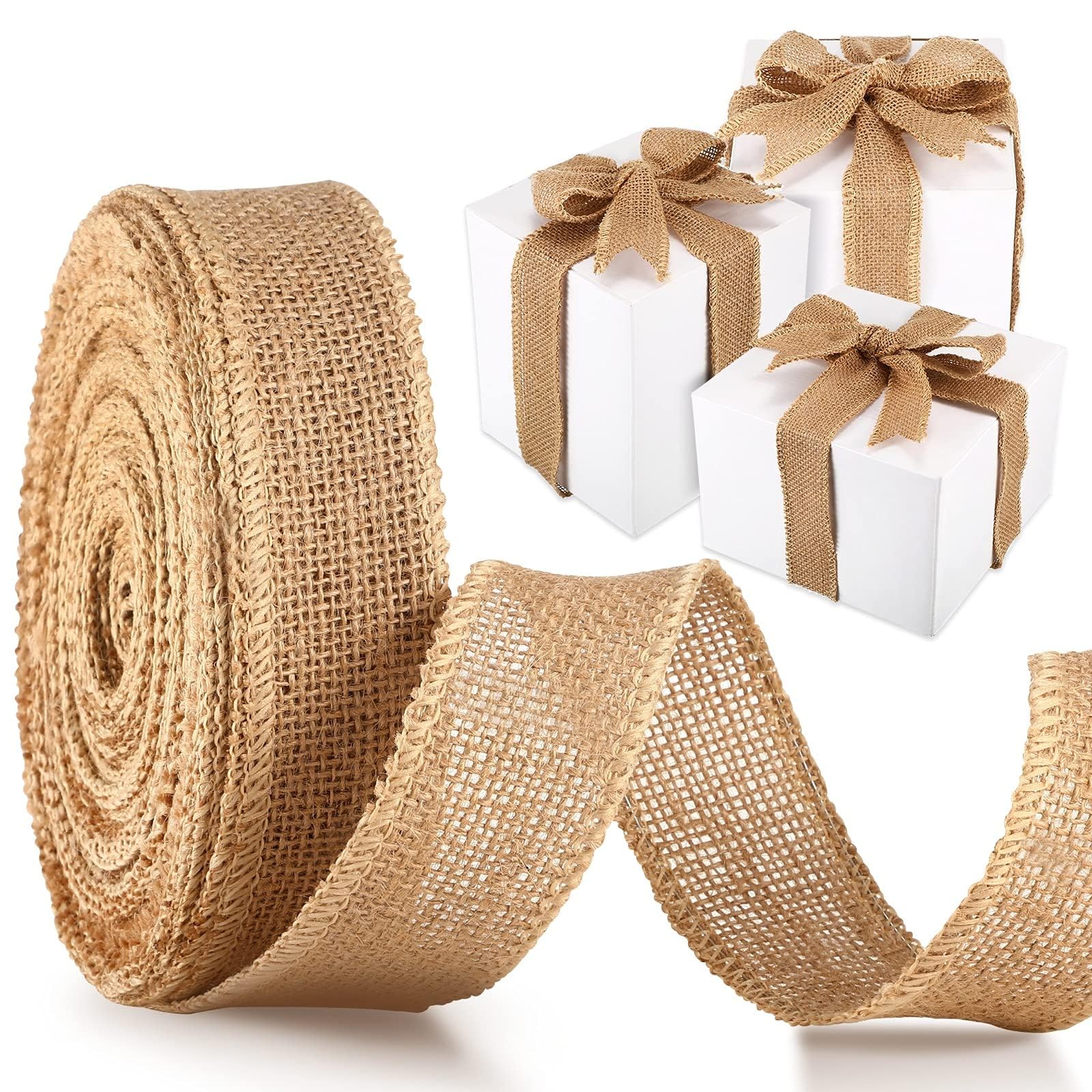 Sponsored Ad – Natural Burlap Ribbons - Wired Edge Fabric Craft Ribbon for DIY Decor, Gift Wrapping, Wreaths, Outdoor Weddings, Christmas & Home Parties